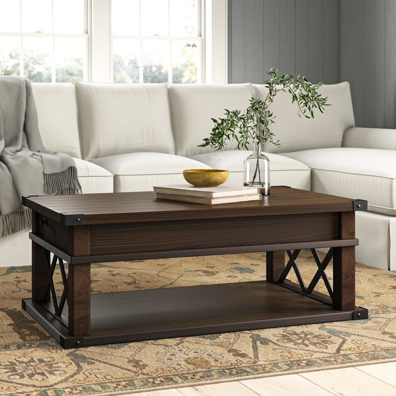 Rich and Sophisticated Solid Wood Height Adjustable Coffee Table