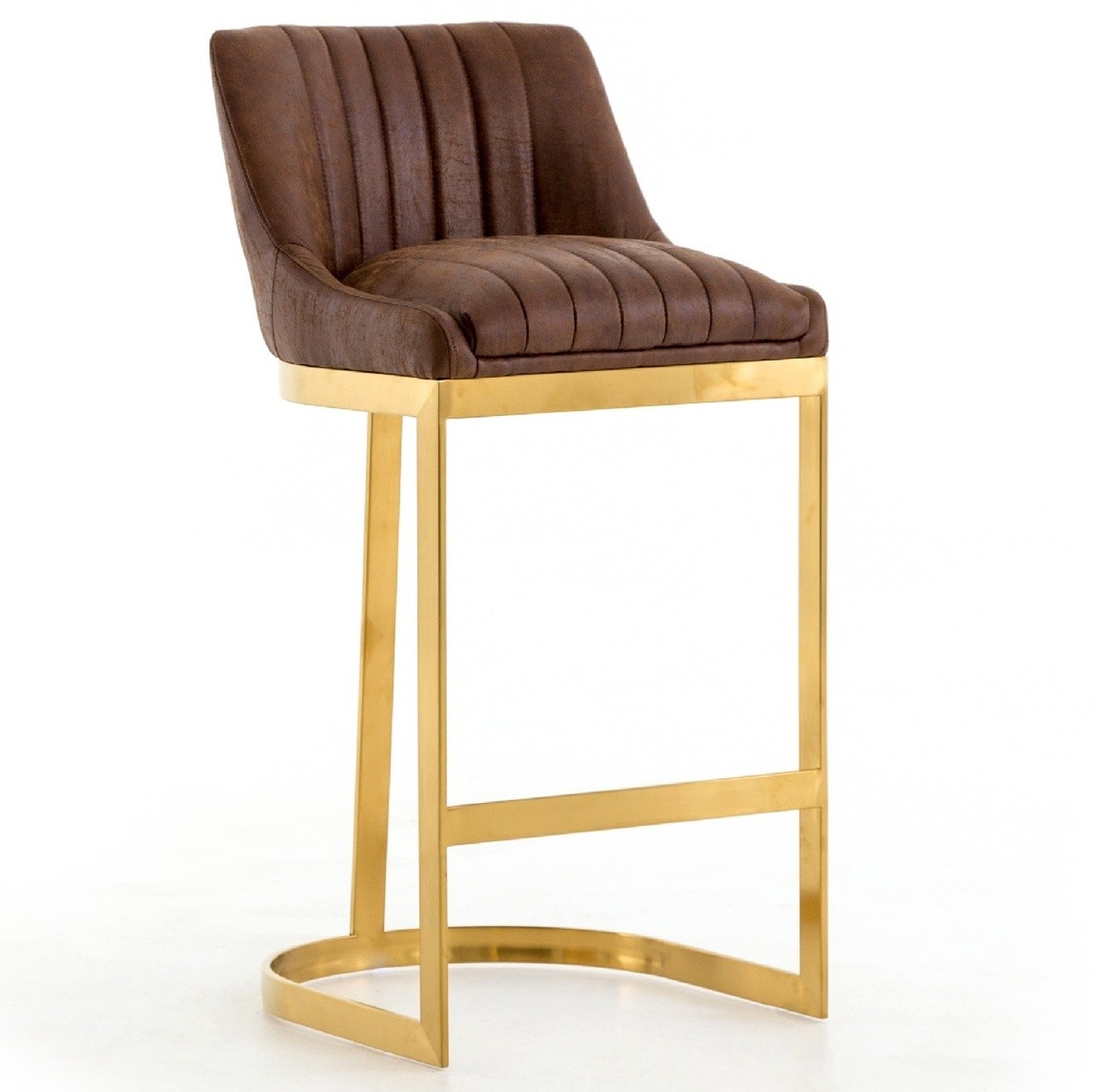 Rory tobacco leather gold bar stool zin home