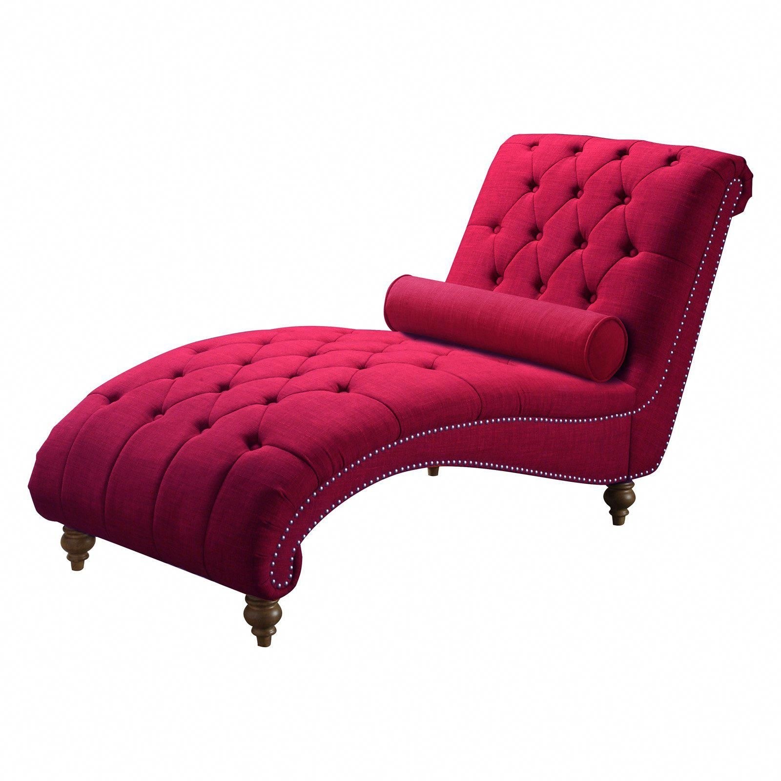 Rosevera teofila chaise tufted lounge chair burgundy