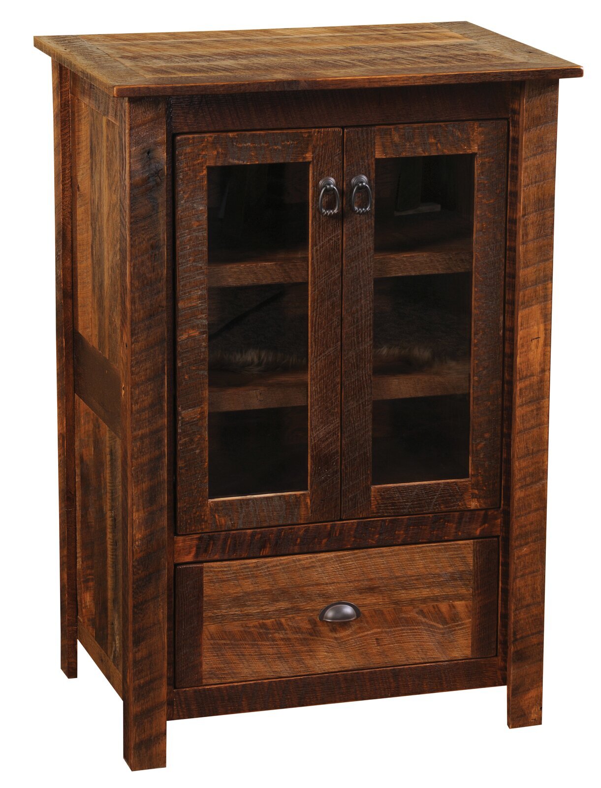 Rustic Wooden CD Storage Cabinet With Drawer