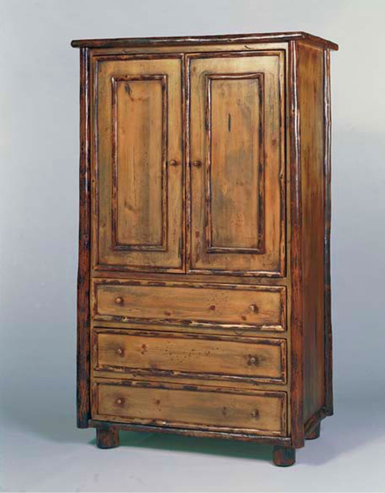 Rustic Wooden TV Armoire With Drawers