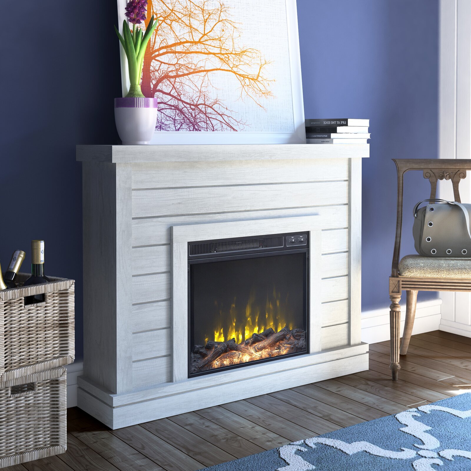 Sargent Oak Terrance Electric Fireplace With Large Mantle