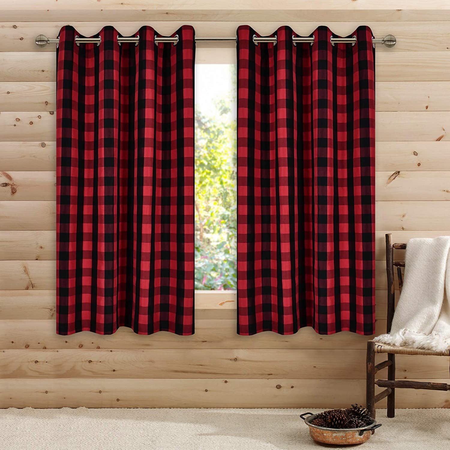 Shorter plaid curtains