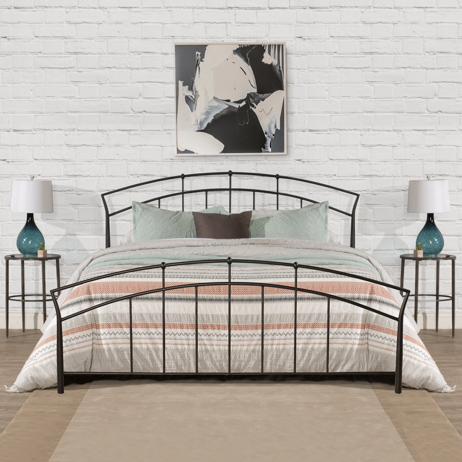 Simple Contemporary Wrought Iron King Bed