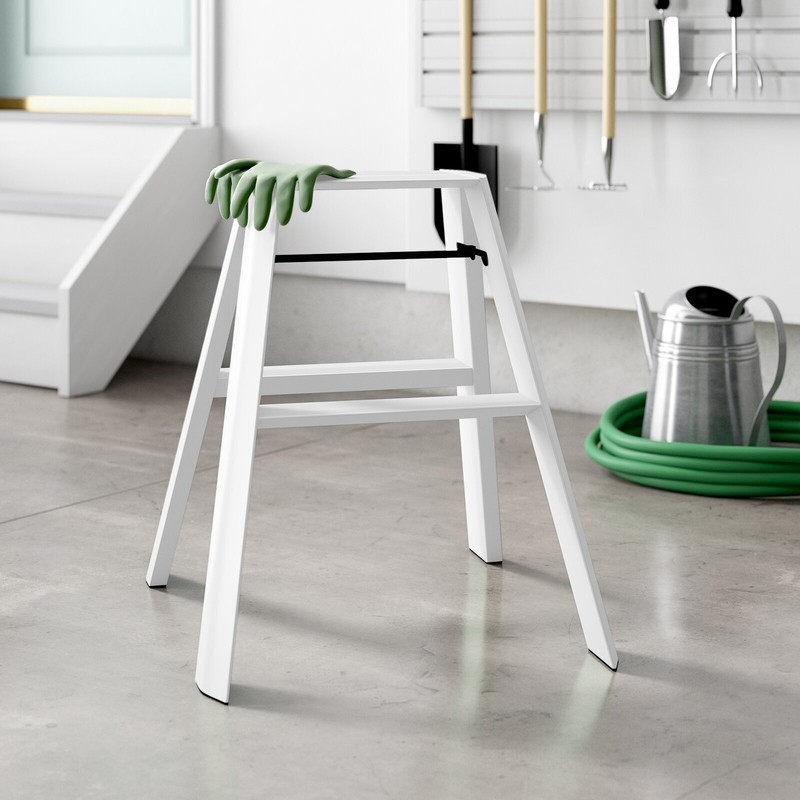 Simple White Step Stool for High Beds