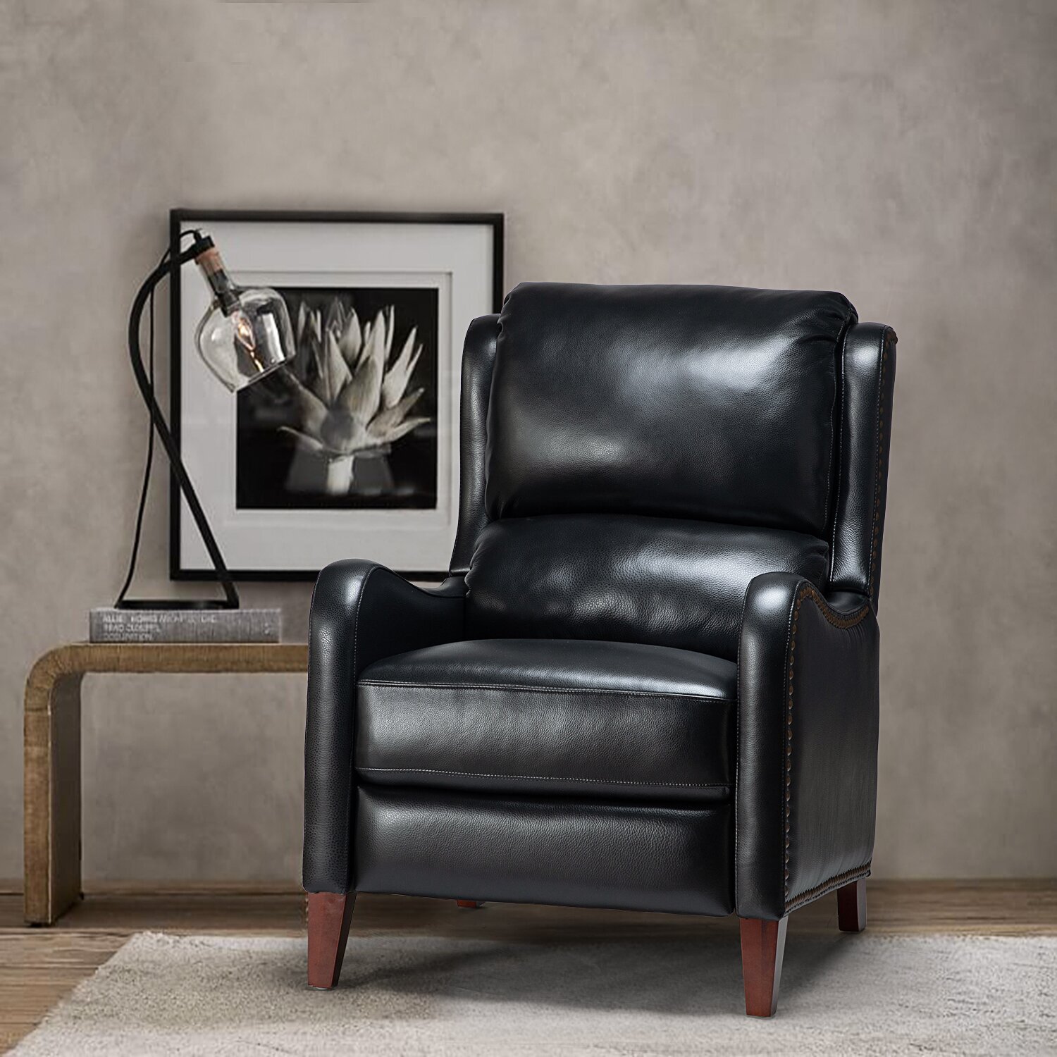 Sleek Leather Wingback Recliner for Small Spaces