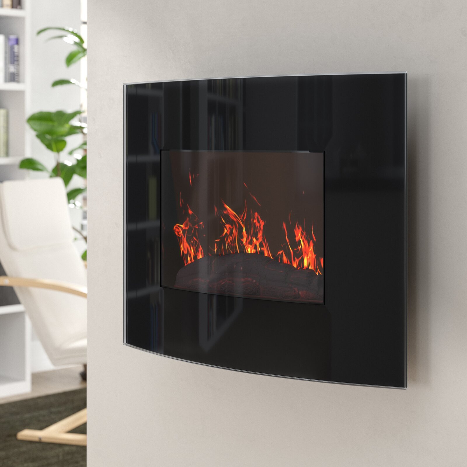 Small Curved Wall Mounted Electric Fireplace