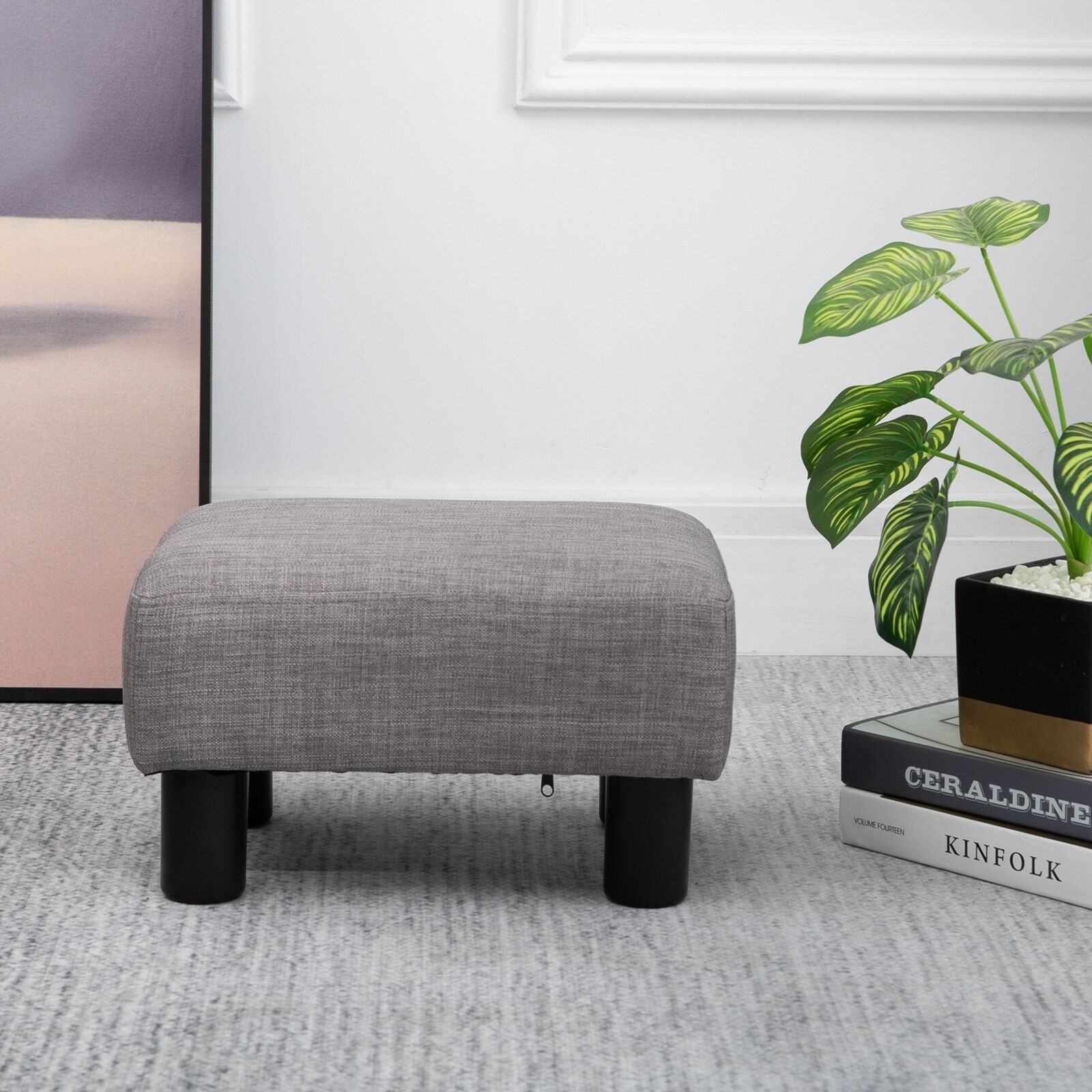Small footstool in a neutral color