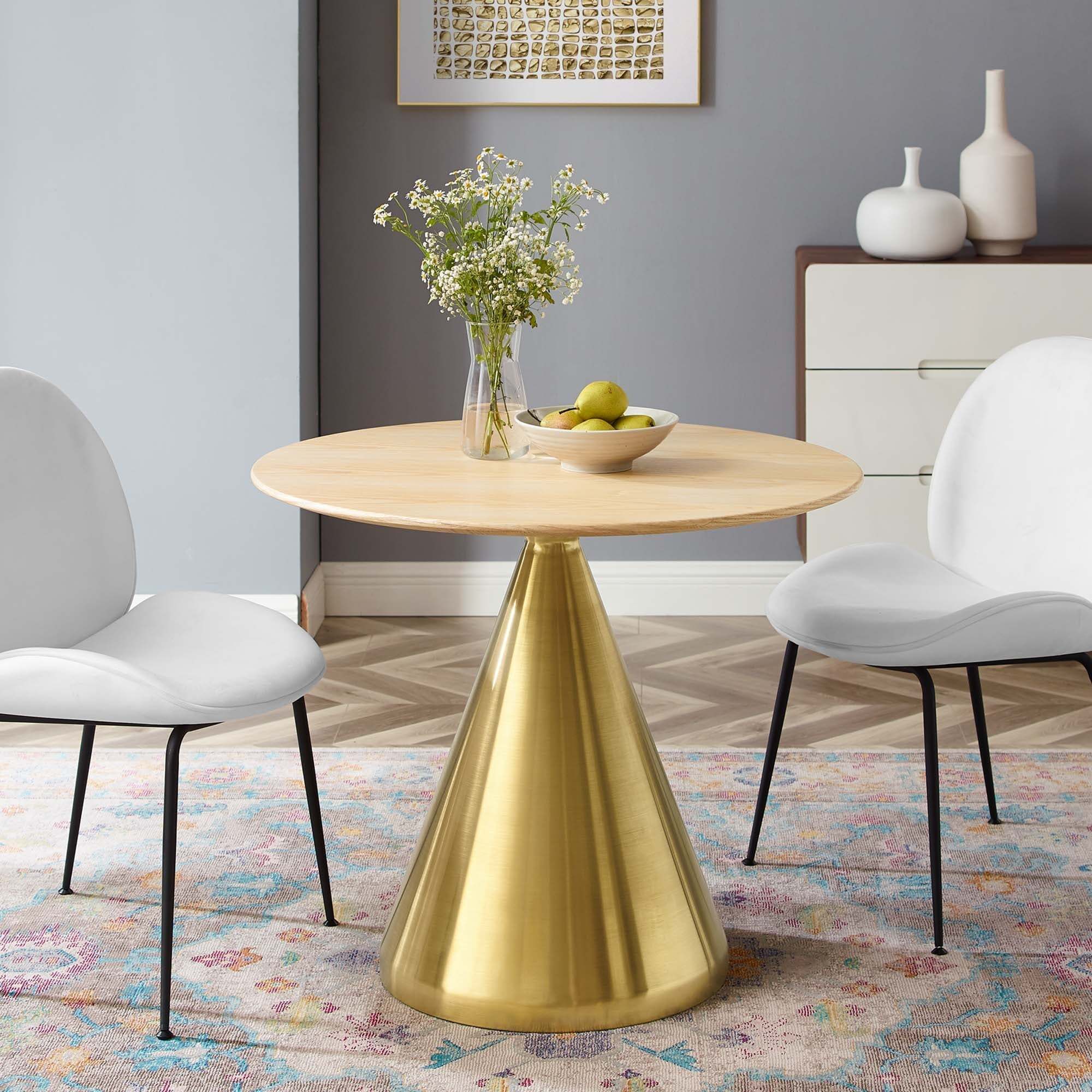 Small Gold and Wood Dining Table