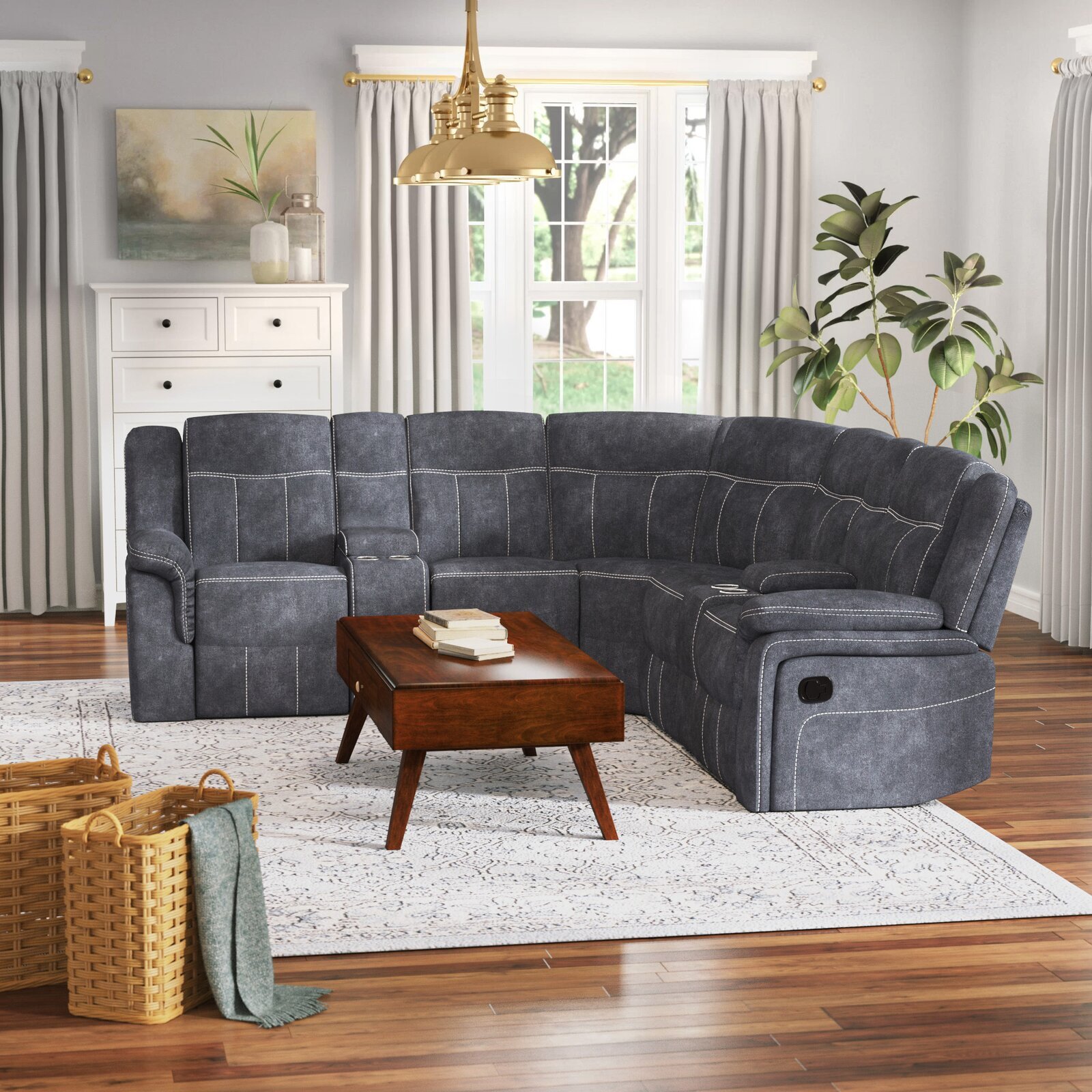 6 Piece Upholstered Reclining Sectional Foter