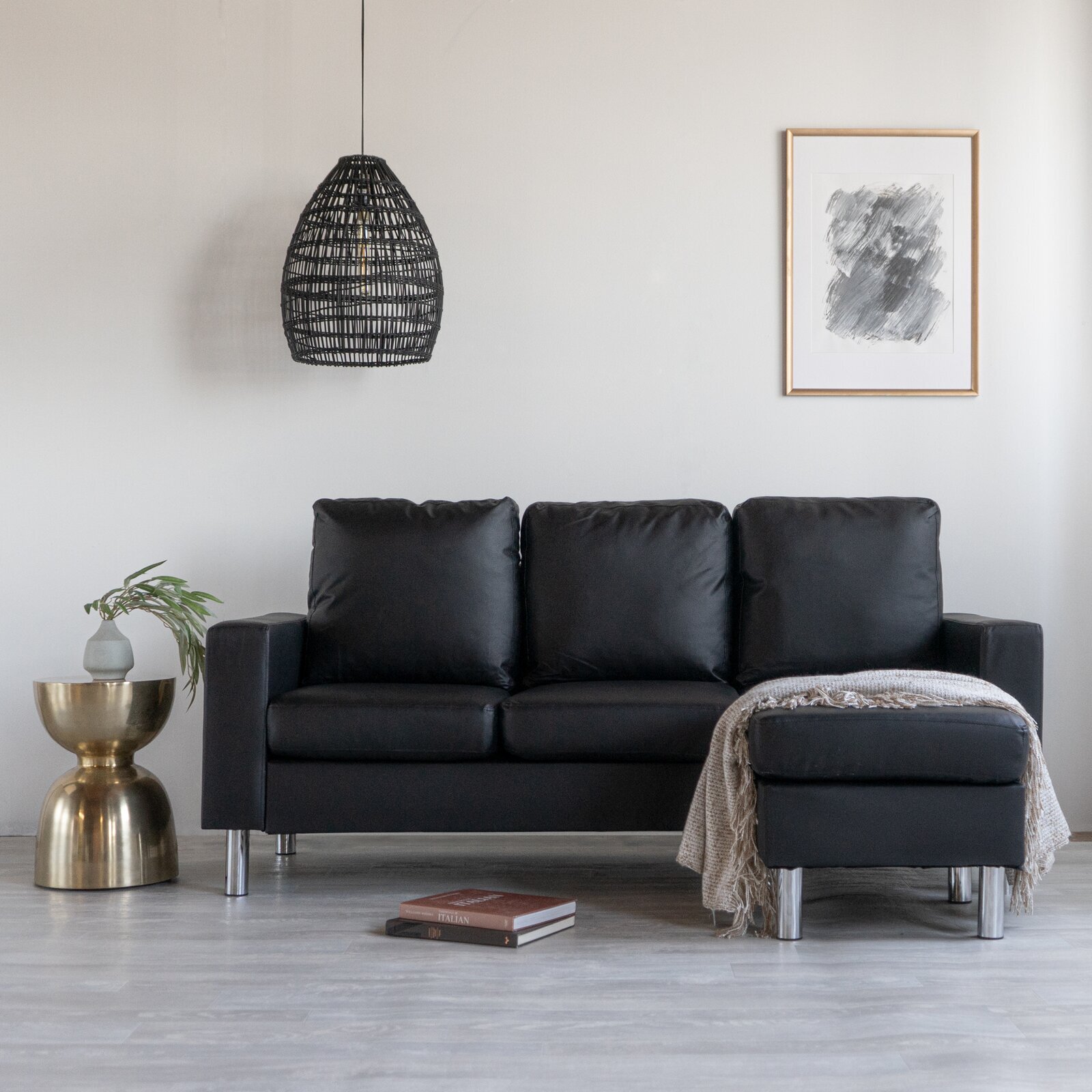 Small sectional sofa with a large ottoman