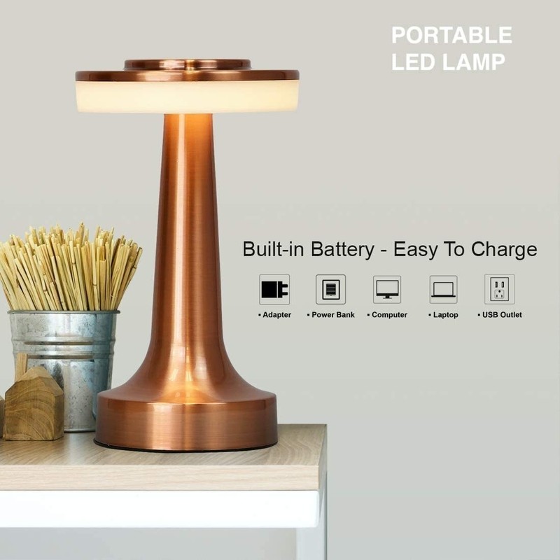 Small Sleek Metal Rechargeable Cordless Lamp
