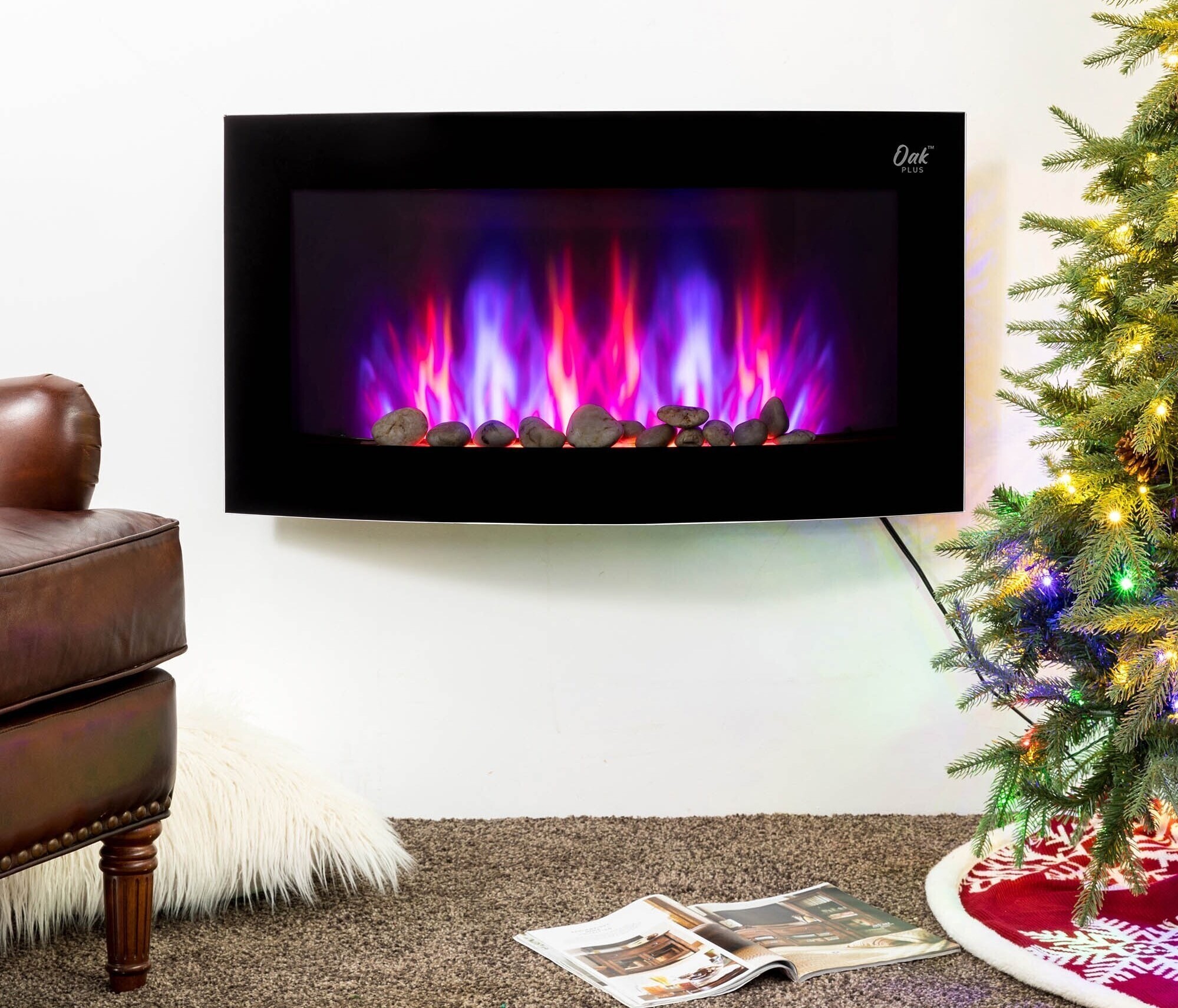 Small Wall Mount Fireplace With Colored Flames