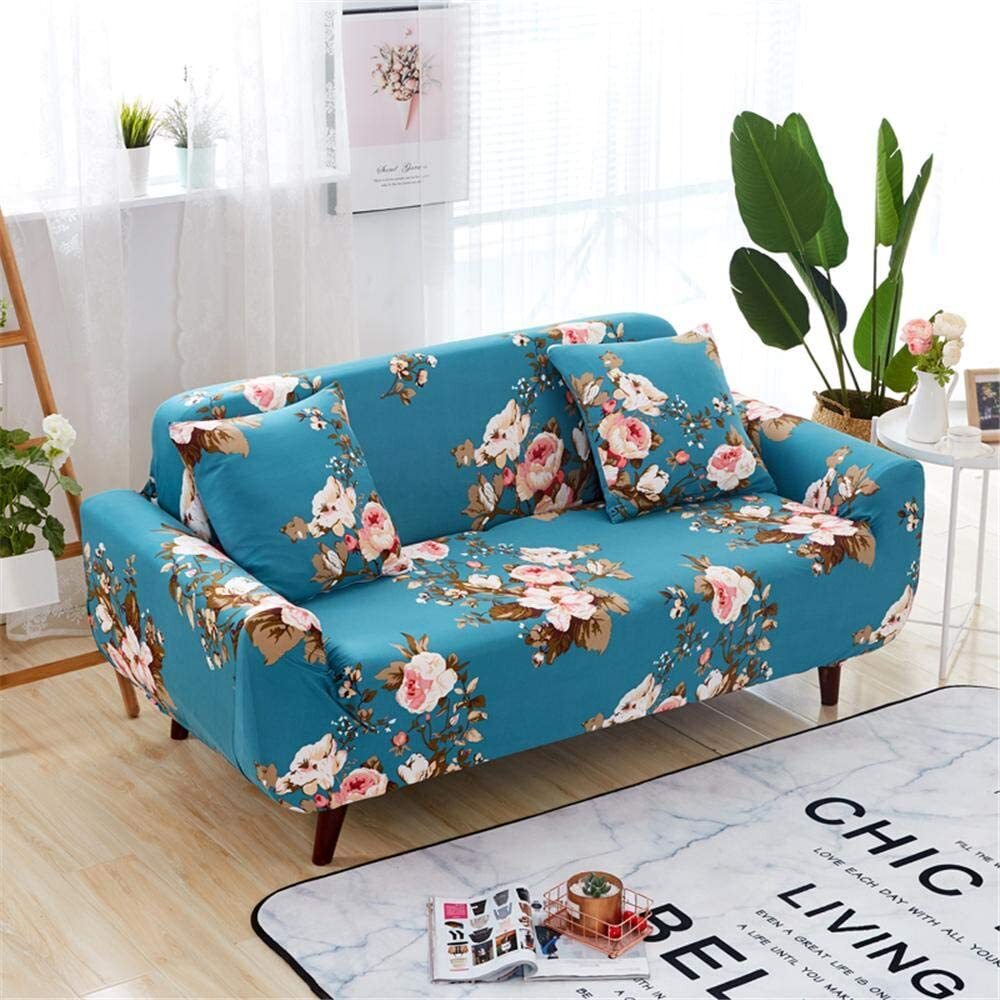 Sofa upholstered in subtle floral motifs
