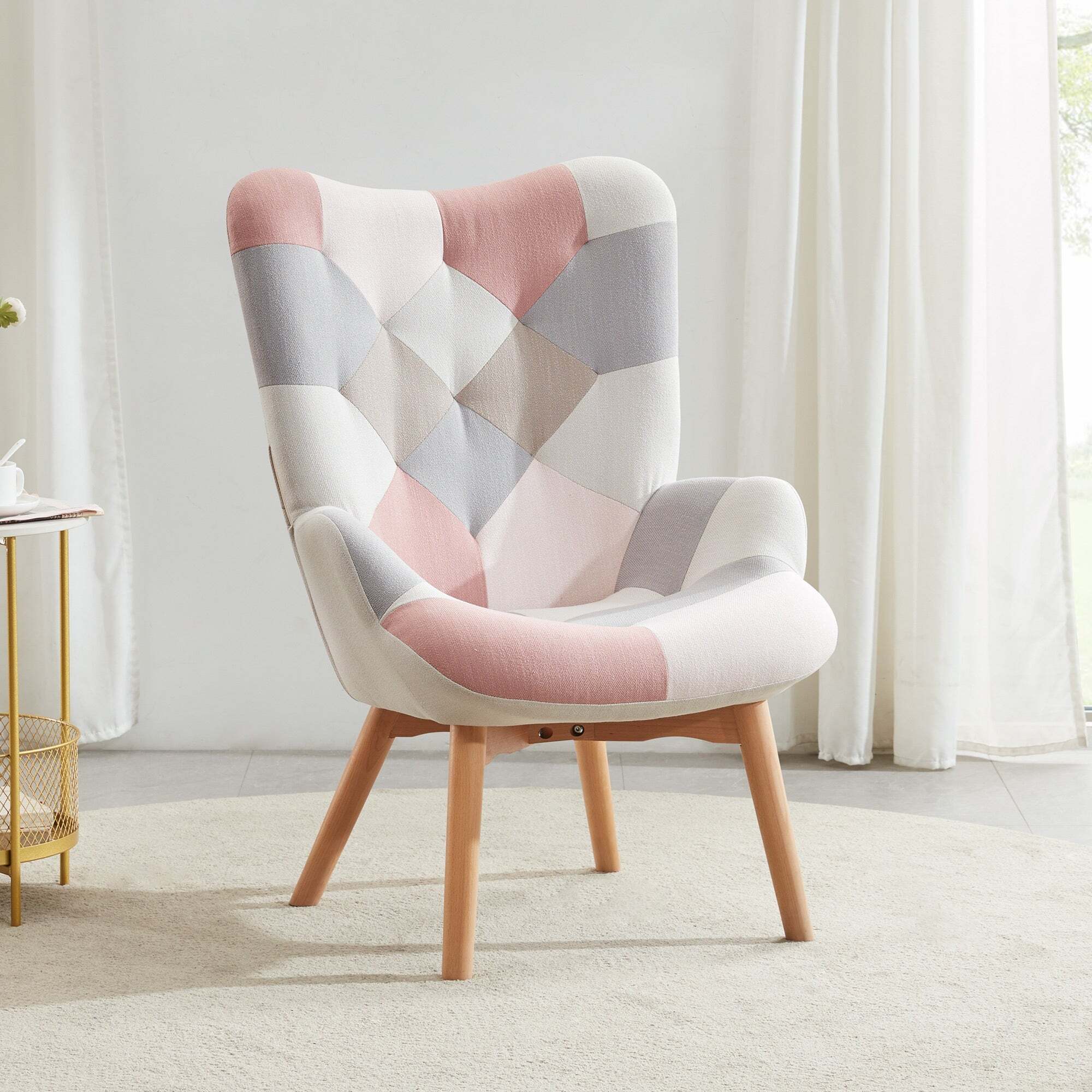 Soft Connecting Patchwork Wingback Chair