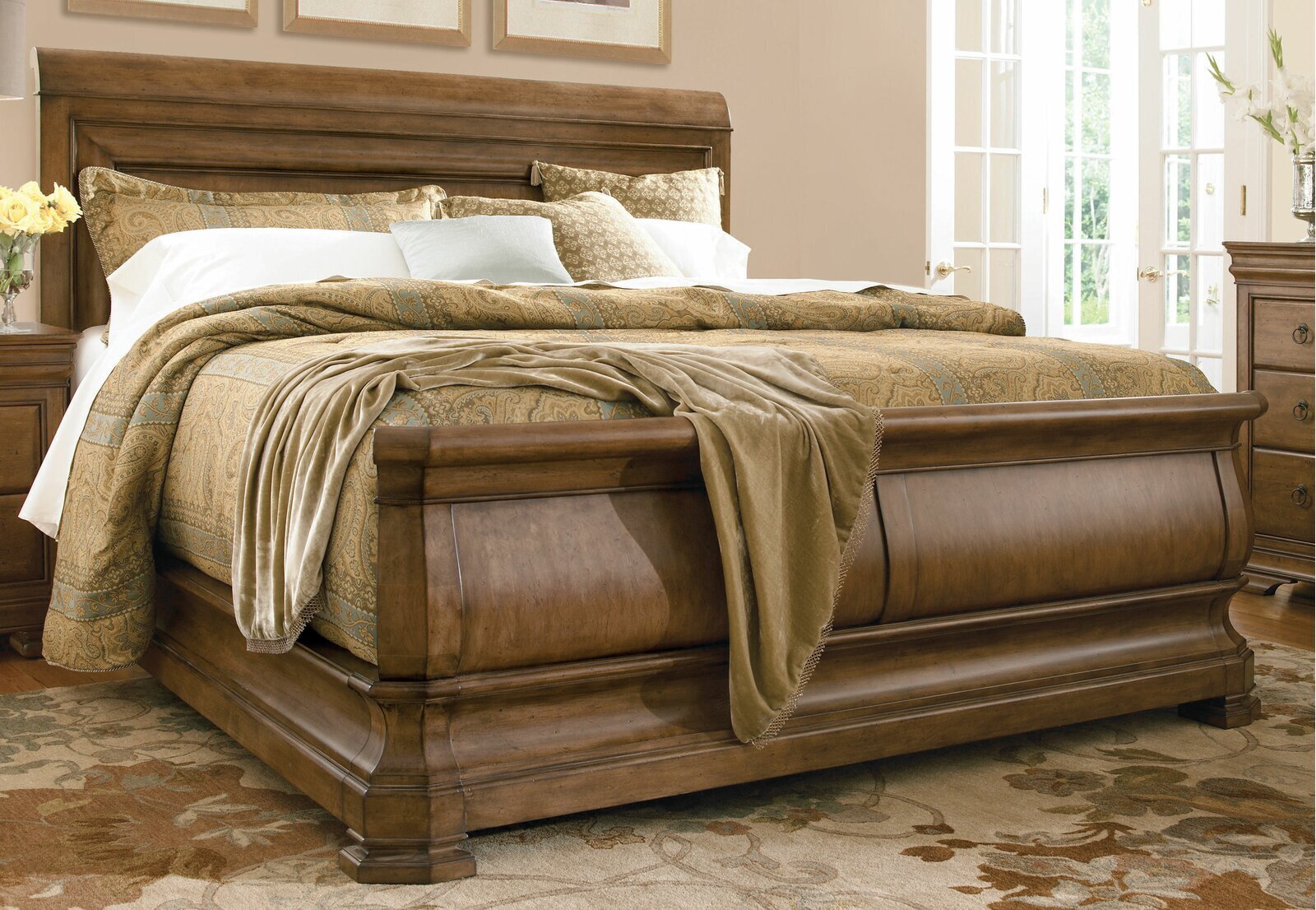 Solid wood brown furniture bedroom