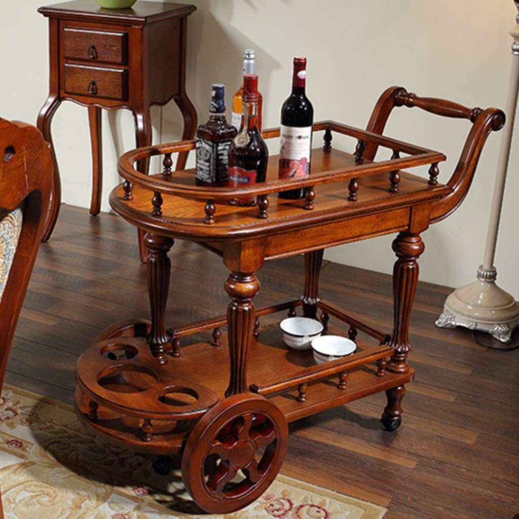 Solid wood tea cart with antique flair