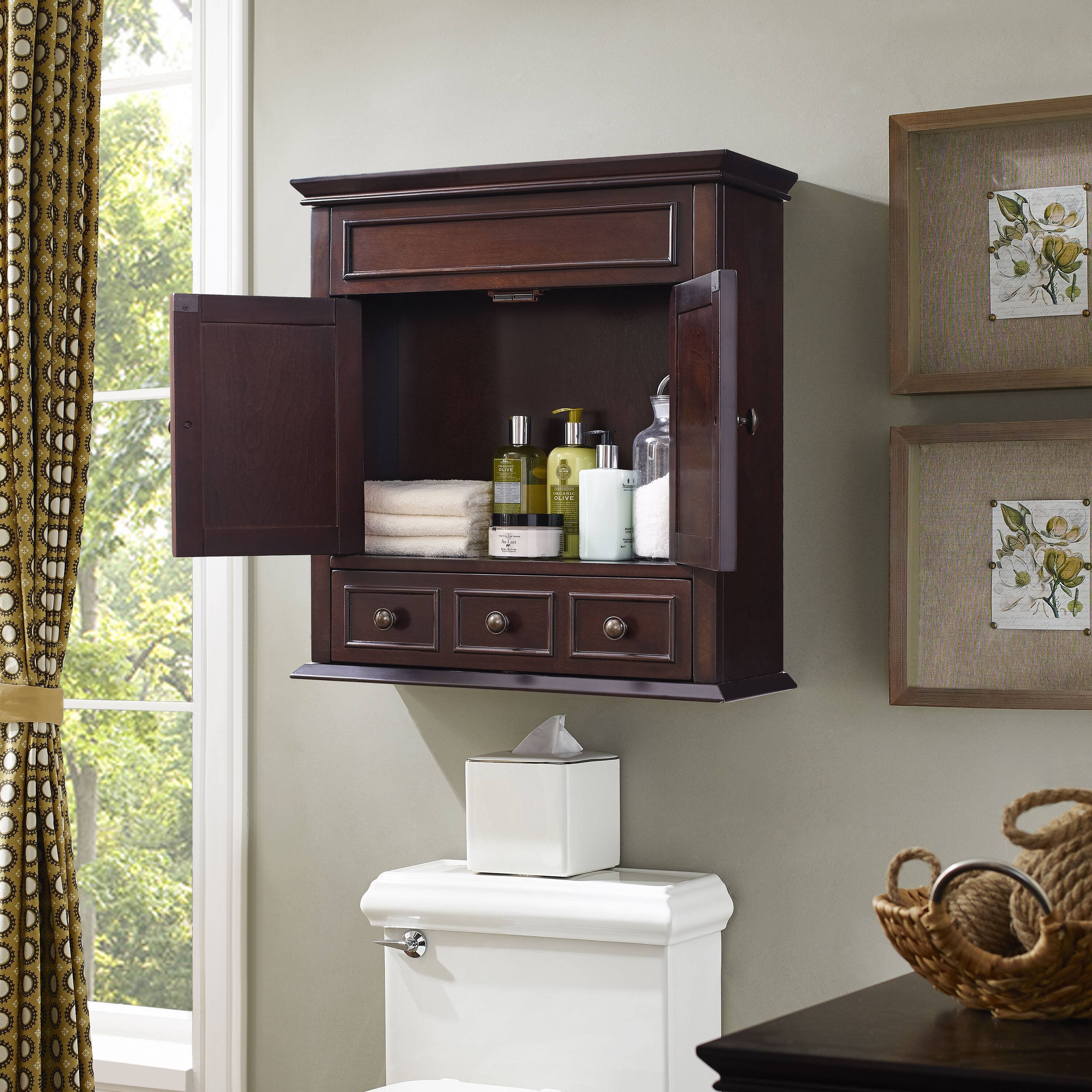 Solid Wood Wall Mounted Bathroom Cabinet with Drawers