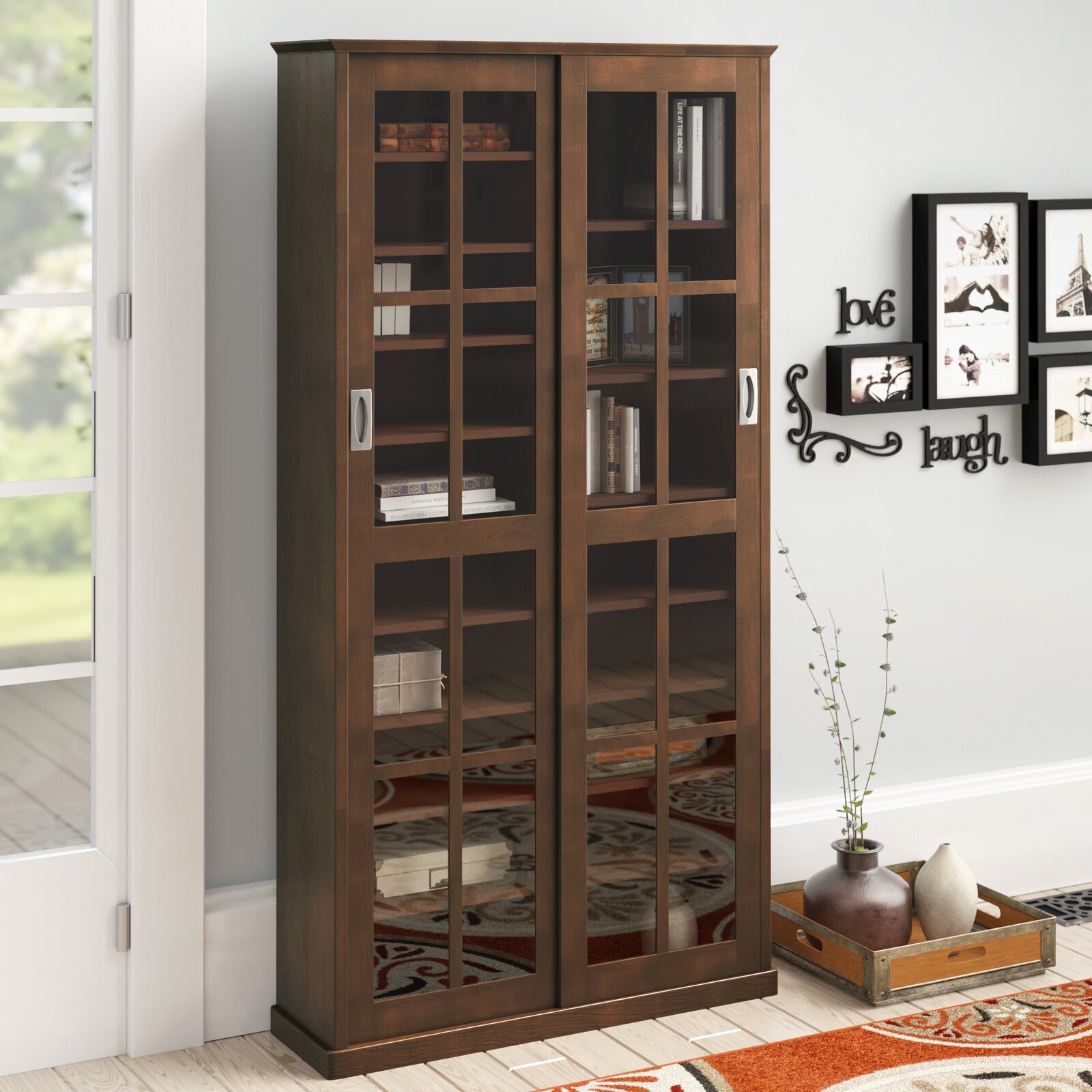 Special Occasion Oak Stereo Cabinet with Glass Doors