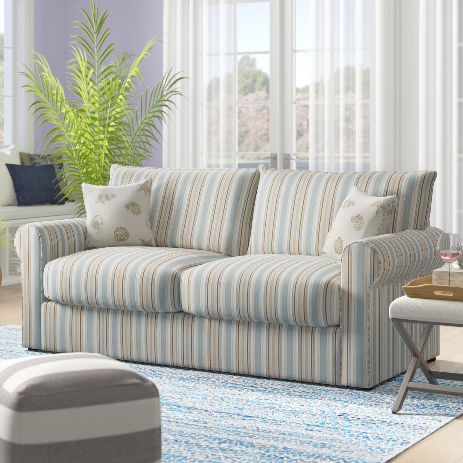 Striped couches with two or more different colors