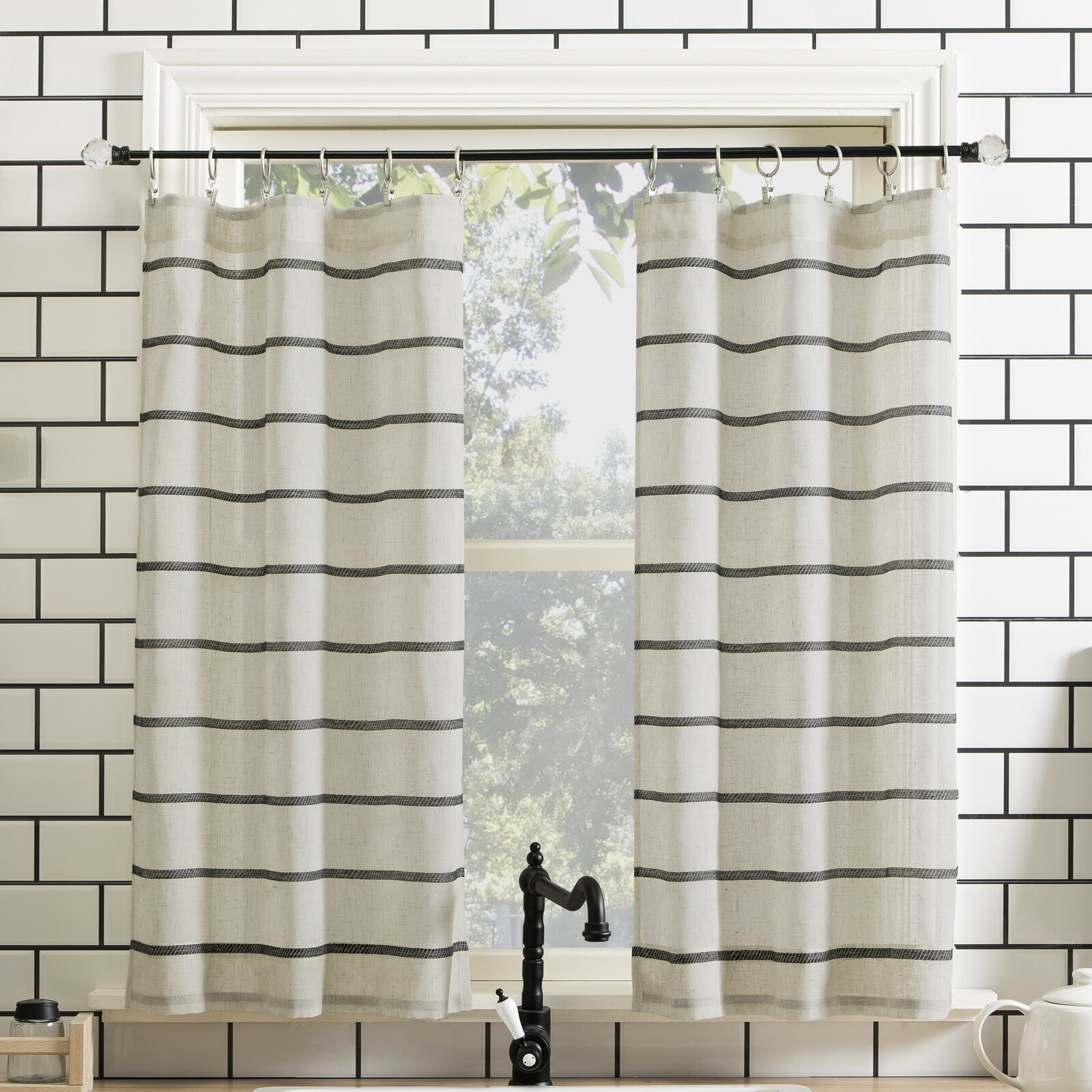 Striped waterproof curtains for shower window