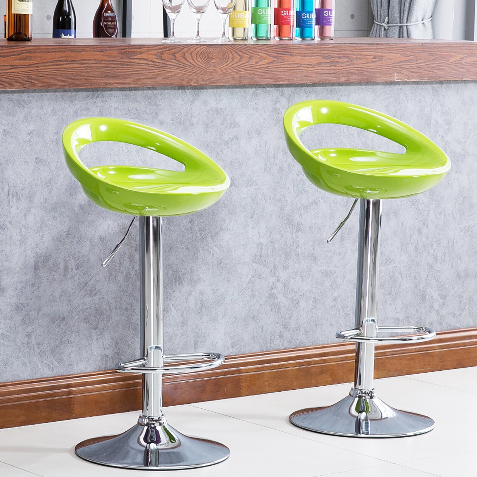 Swivel Adjustable Height Plastic Bar Chairs
