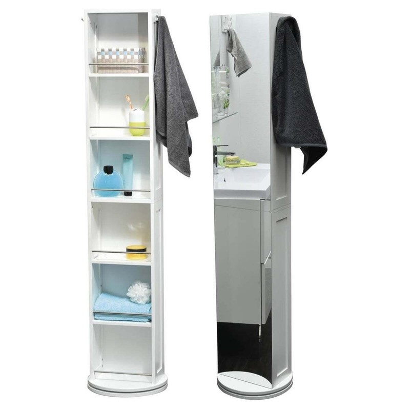 Swivel Tower Narrow Cabinet With Mirror ?s=l