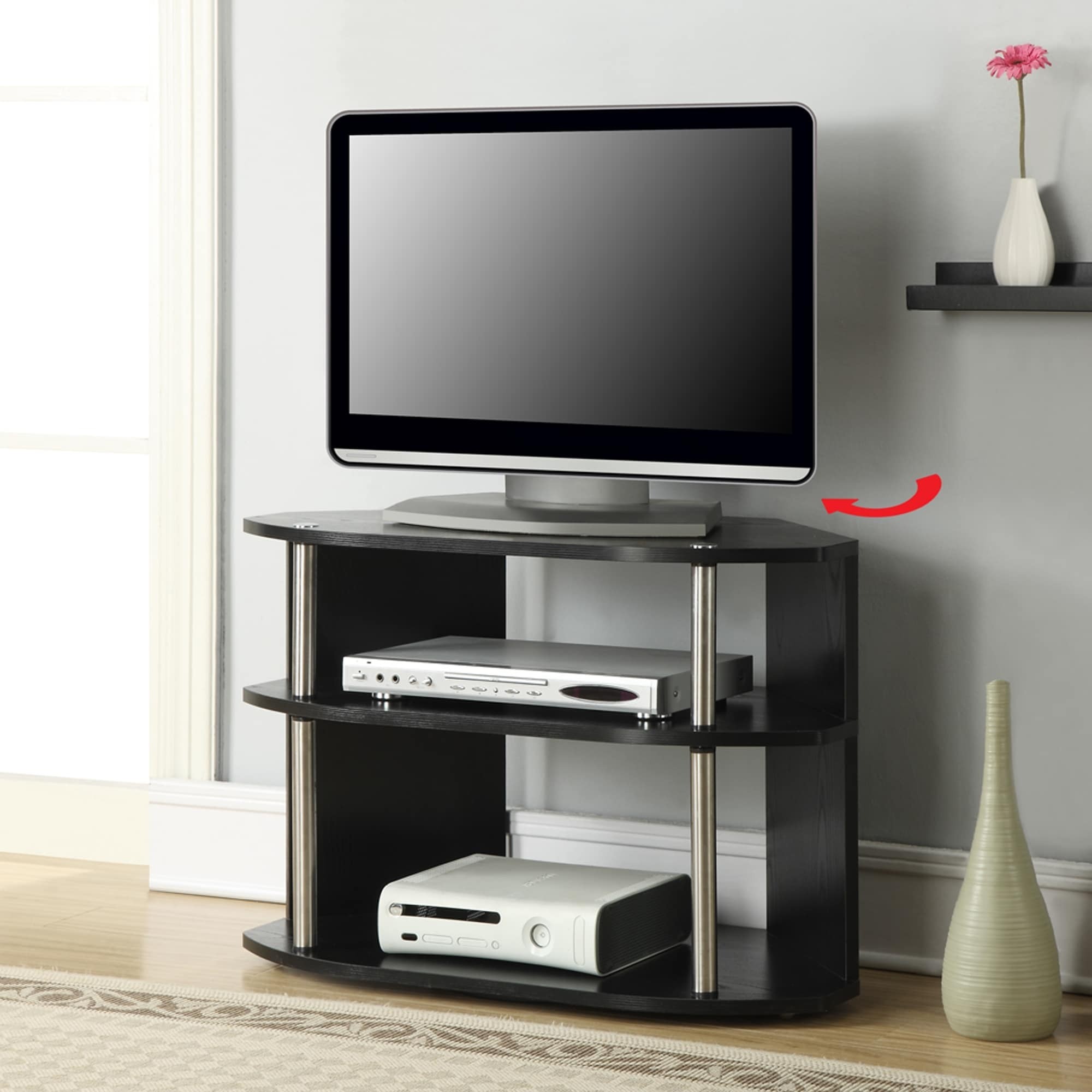 Swivel Wood and Metal Tv Stand