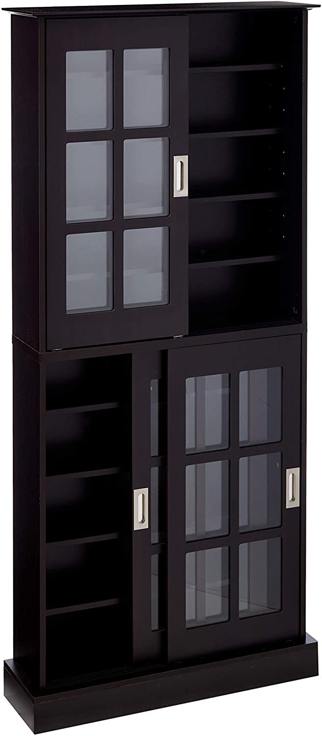 Tall CD Storage Cabinet With Sliding Doors