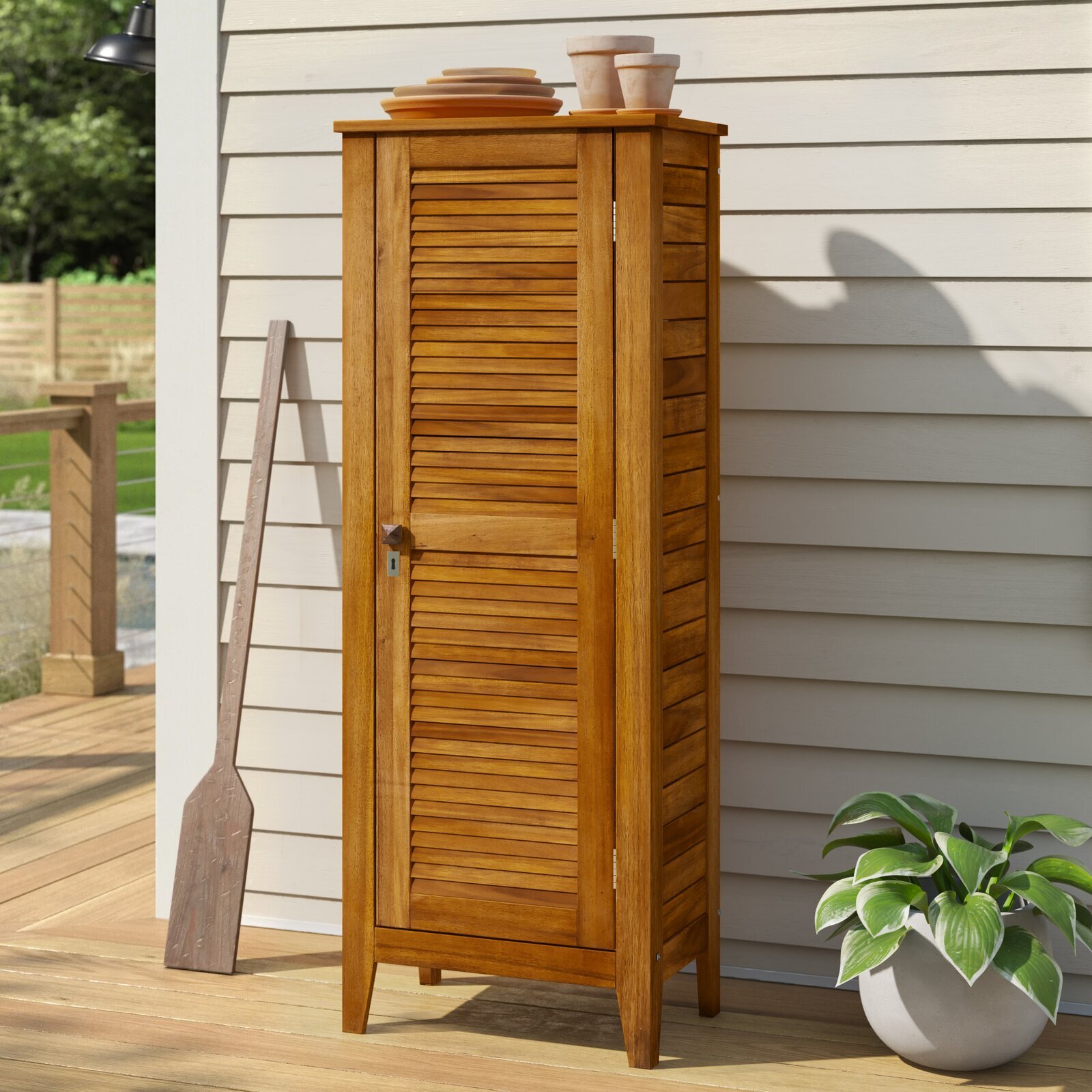 Tall Solid Wood Outdoor Storage Box