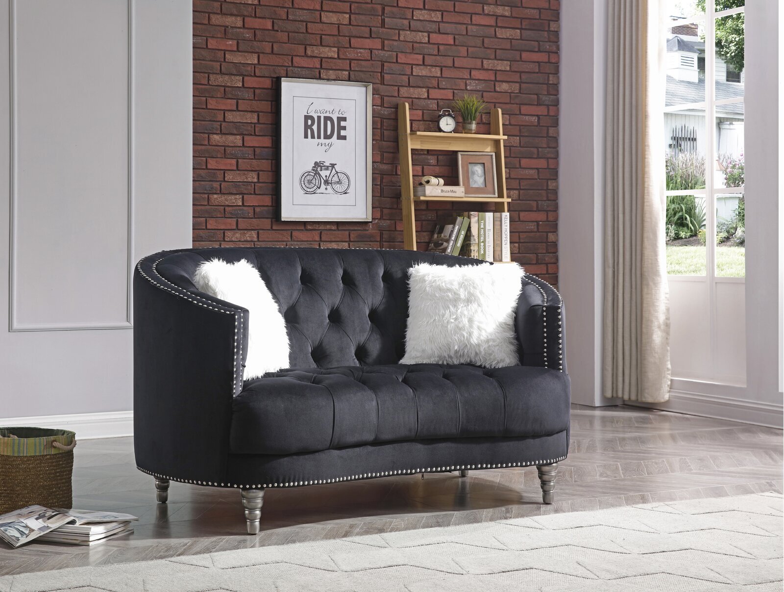 Texturize Curved Loveseats for Small Spaces with Velvet