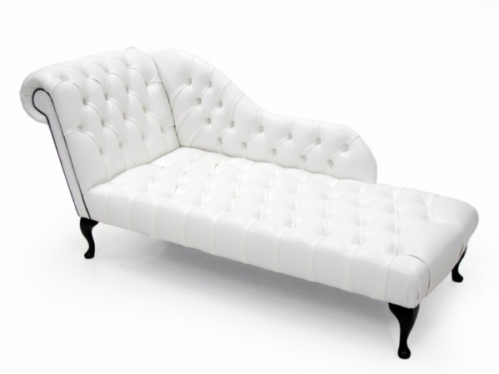 The 15 best collection of white leather chaise lounges