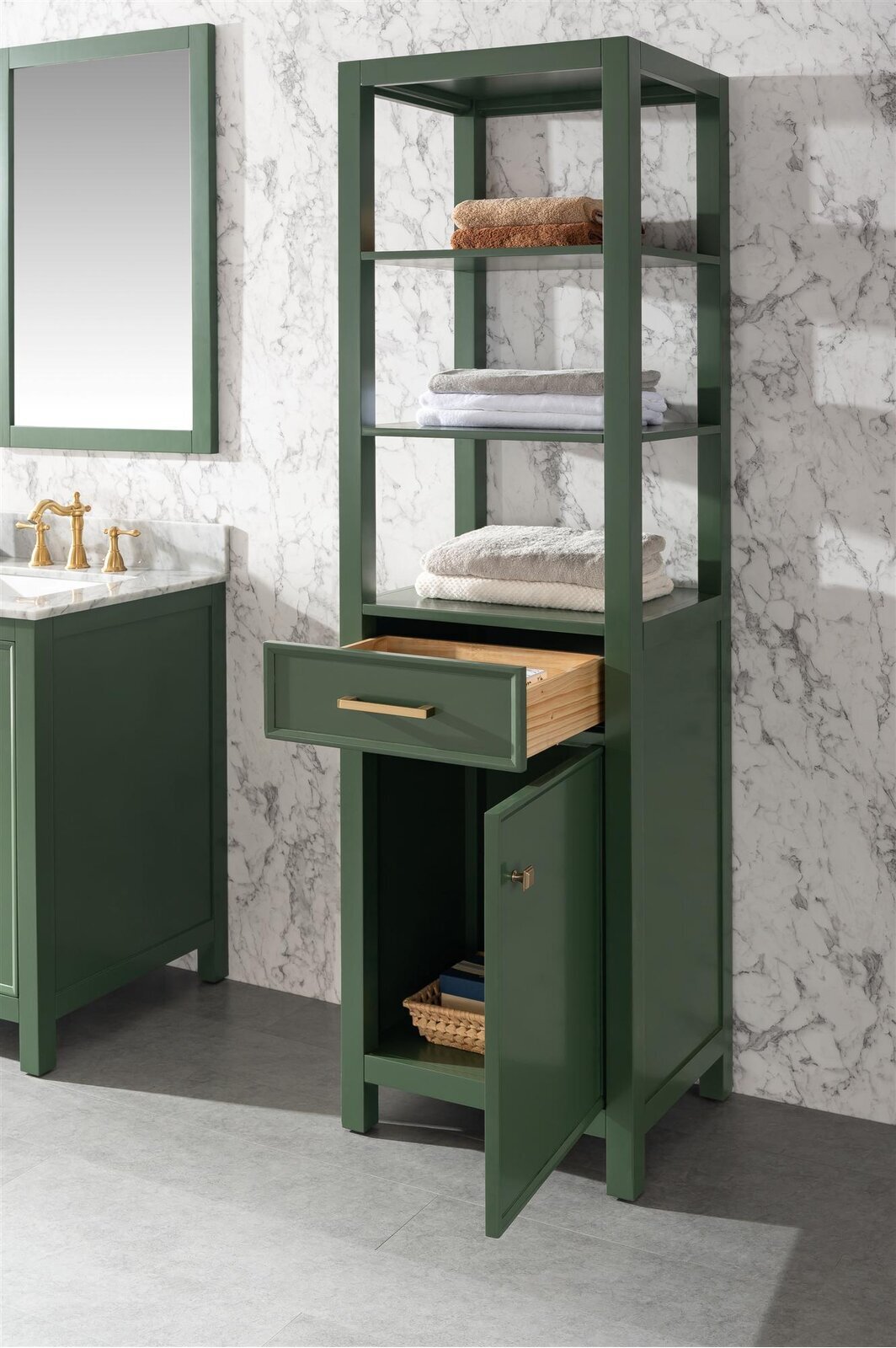 Tall Kitchen Bathroom Cabinet Textured Glass Storage Space Saver  Linen Dishes 