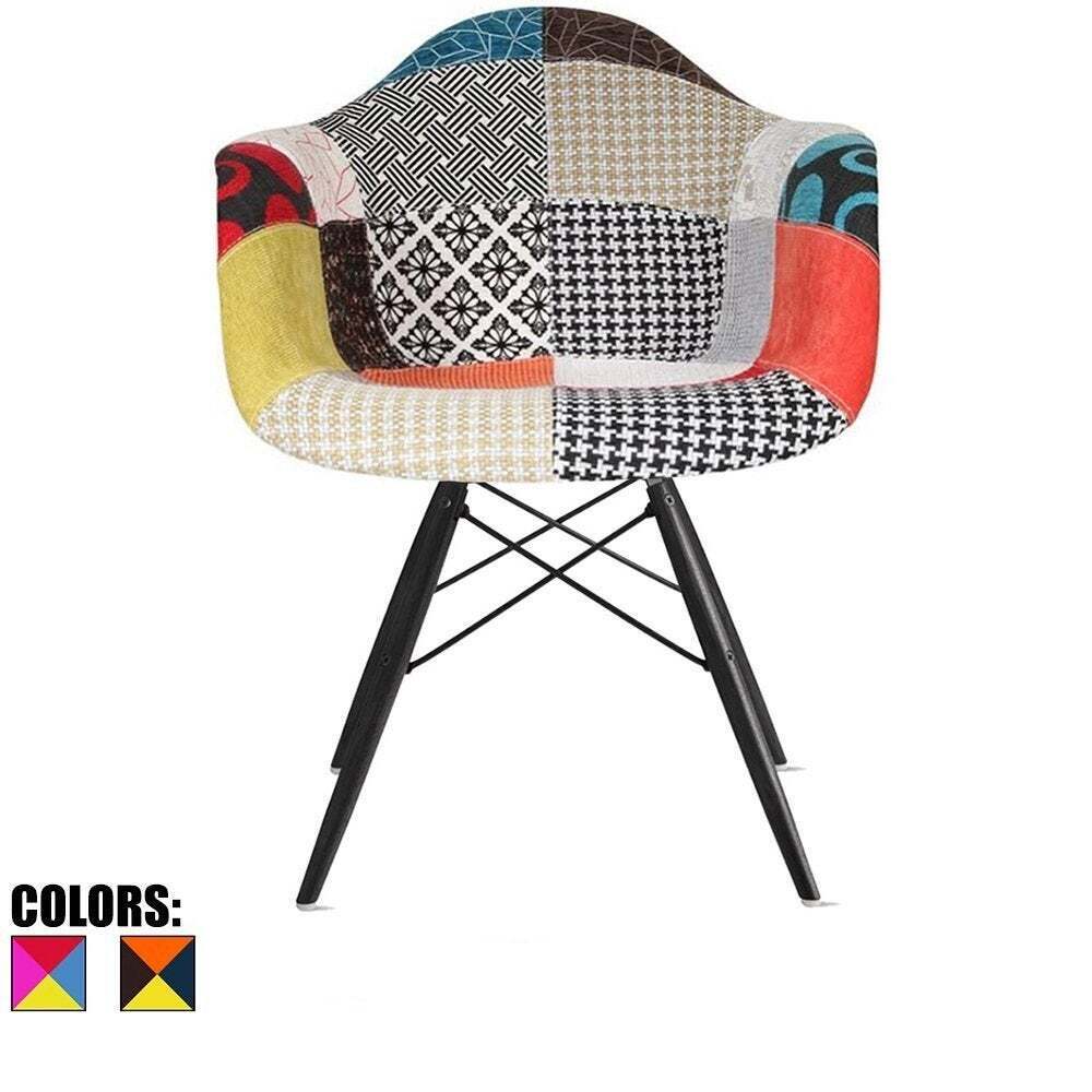 Thin legged Funky Patchwork Armchairs With Bucket Seats