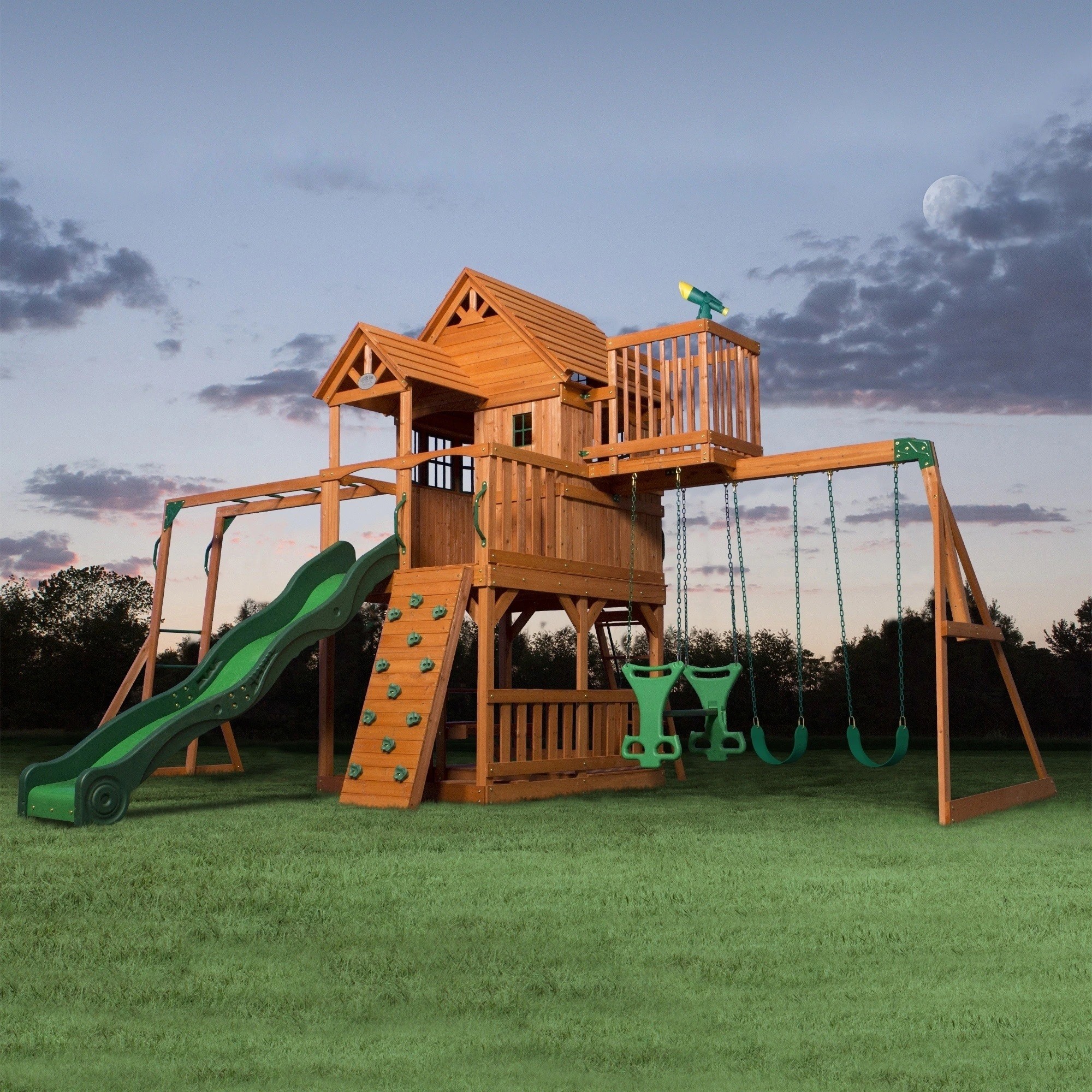 Three Story Outdoor Playhouse with Slide