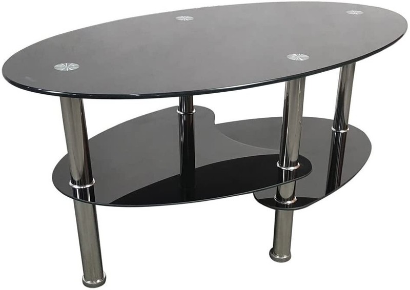 Three tier contemporary black glass coffee table