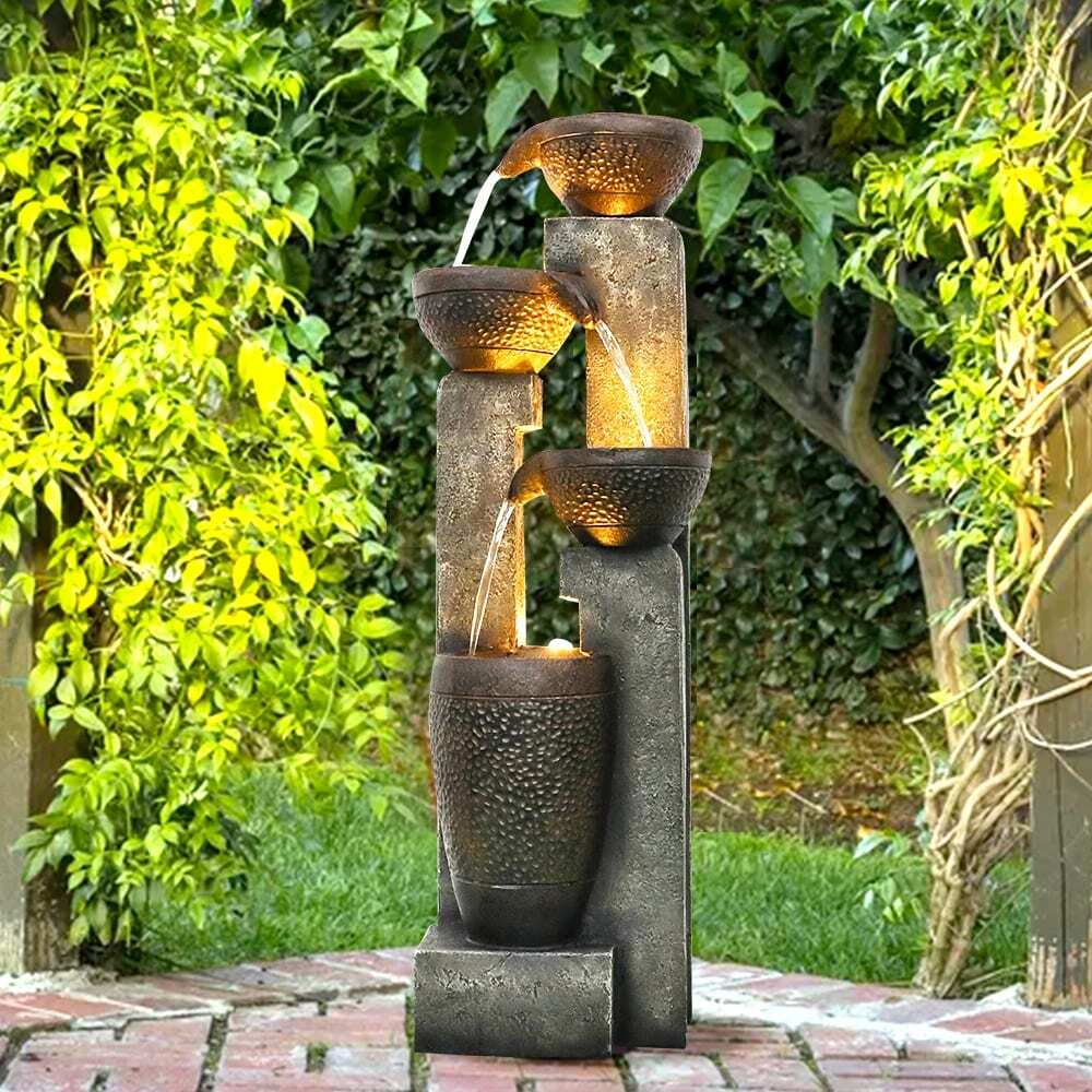 Tiered Bowls Outdoor Corner Fountain