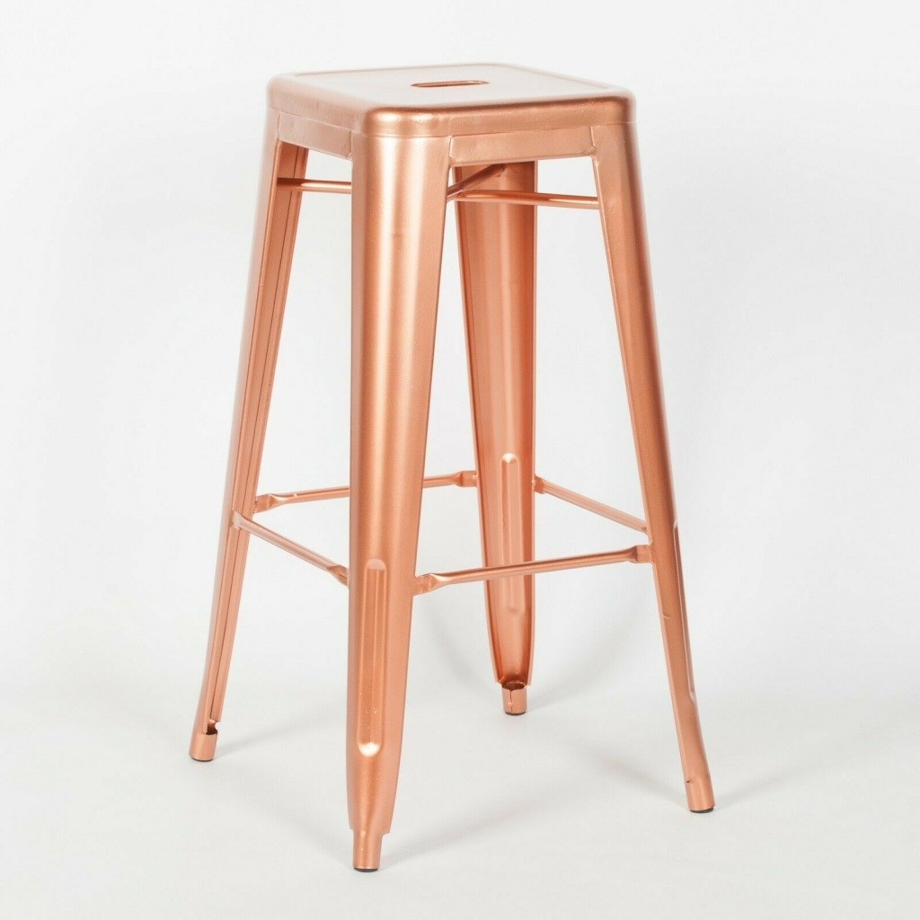 Tolix inspired industrial rose gold bar stool furniture 1