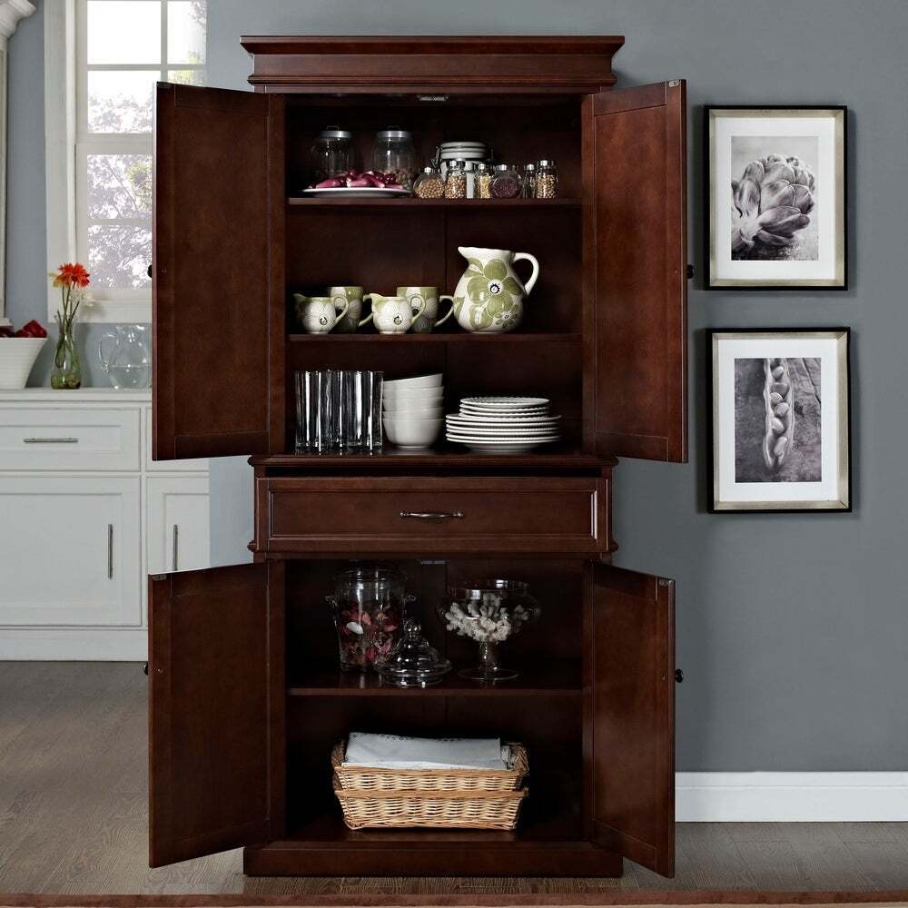 Traditional Mahogany Freestanding Pantry Cabinet