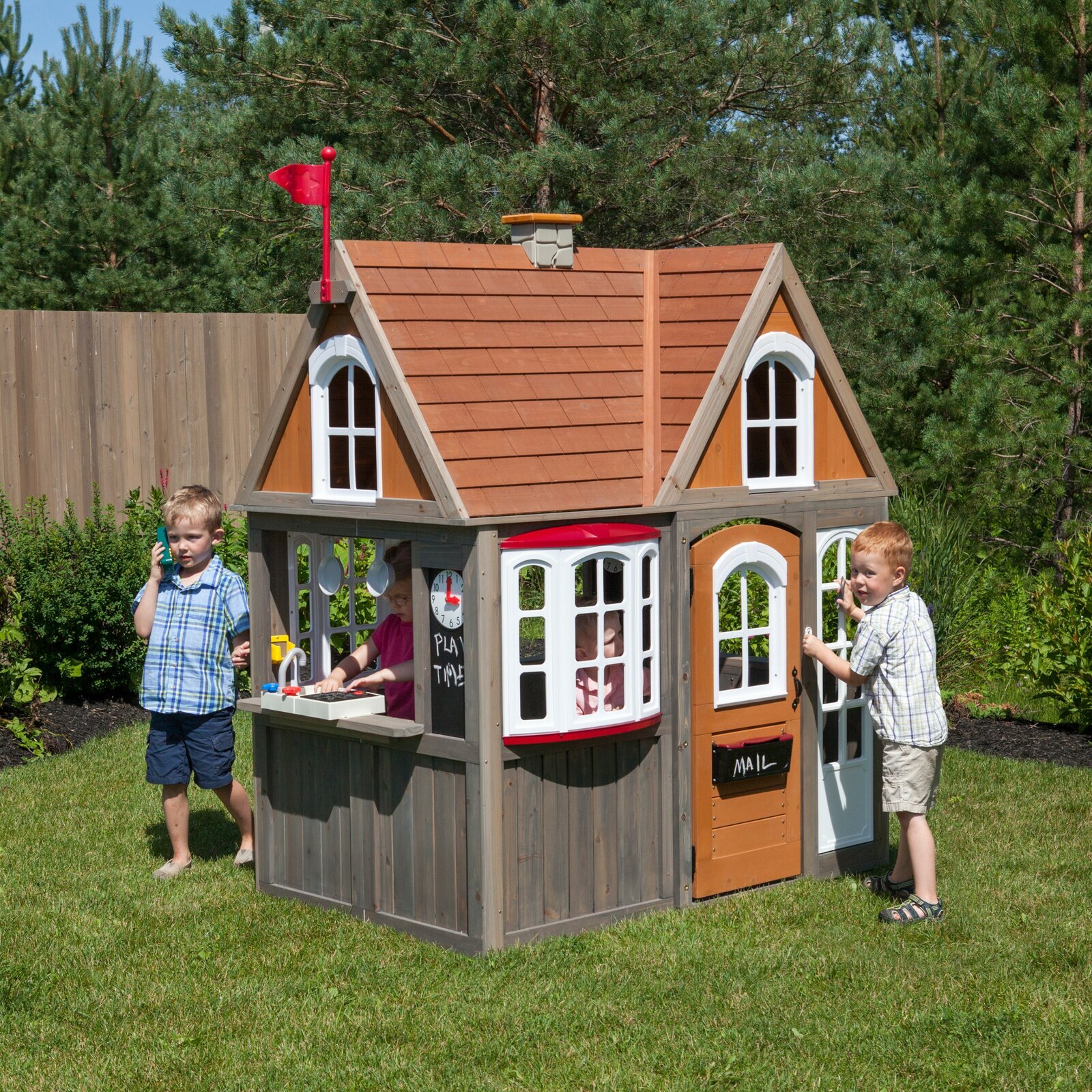 Traditional Wooden Outdoor Large Kids Playhouse
