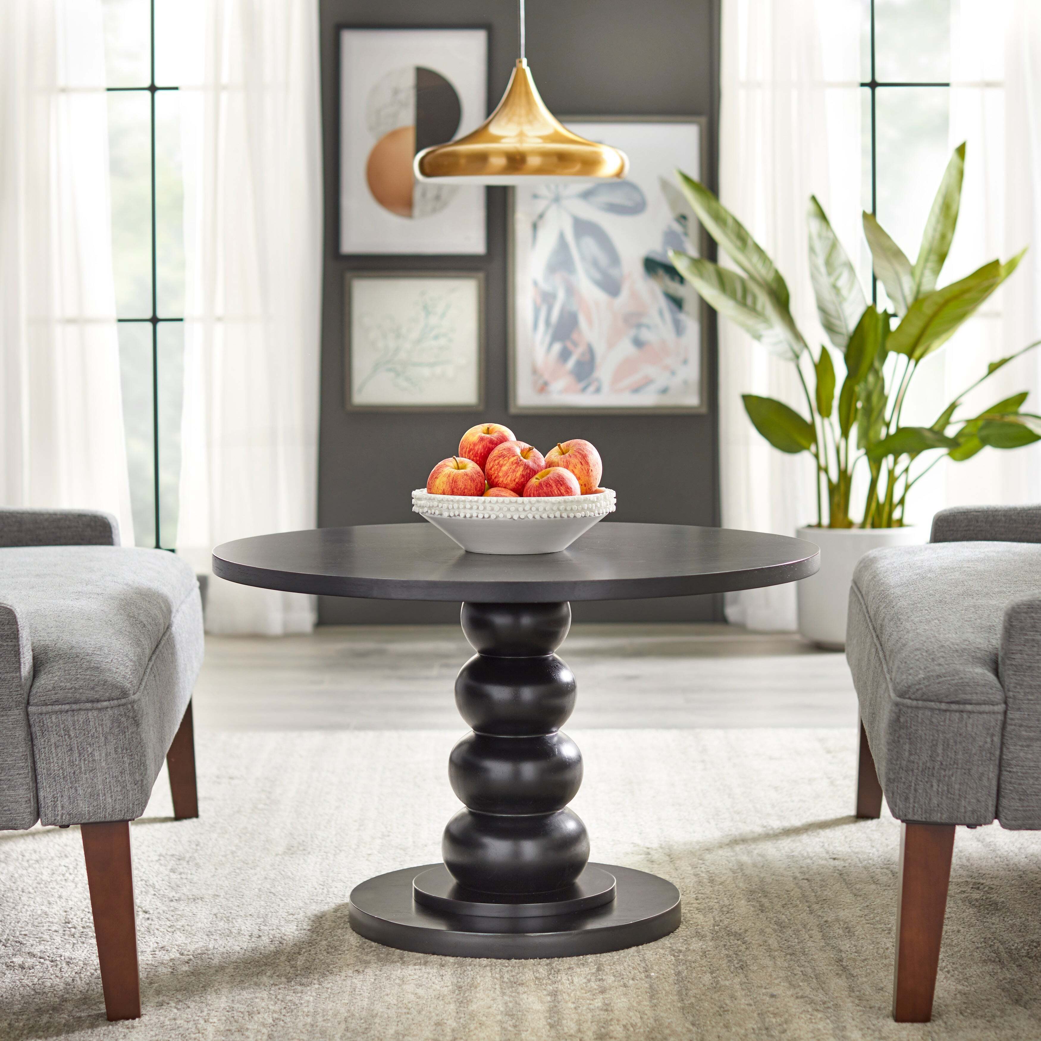 Transitional Black Round Coffee Table