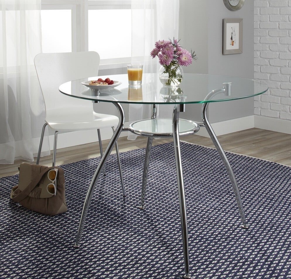 Transitional glass dining room table