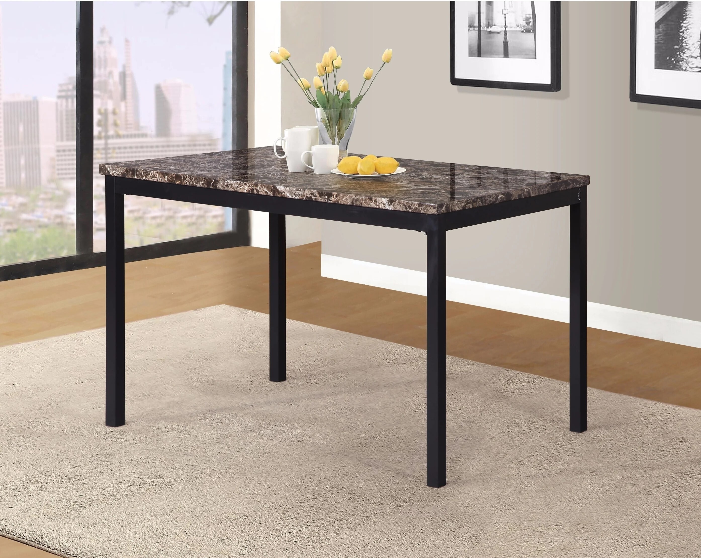 Transitional laminate dining table