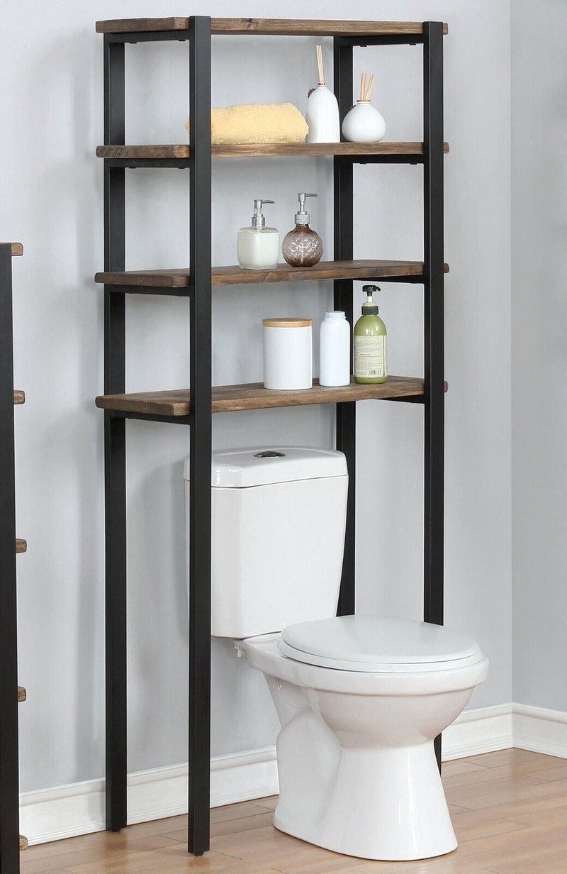 bathroom shelves above toilet