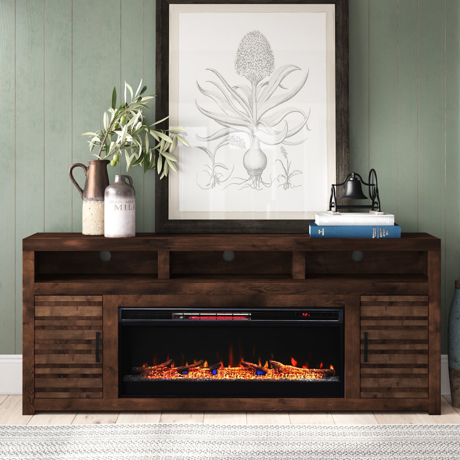 TV cabinet with included fireplace