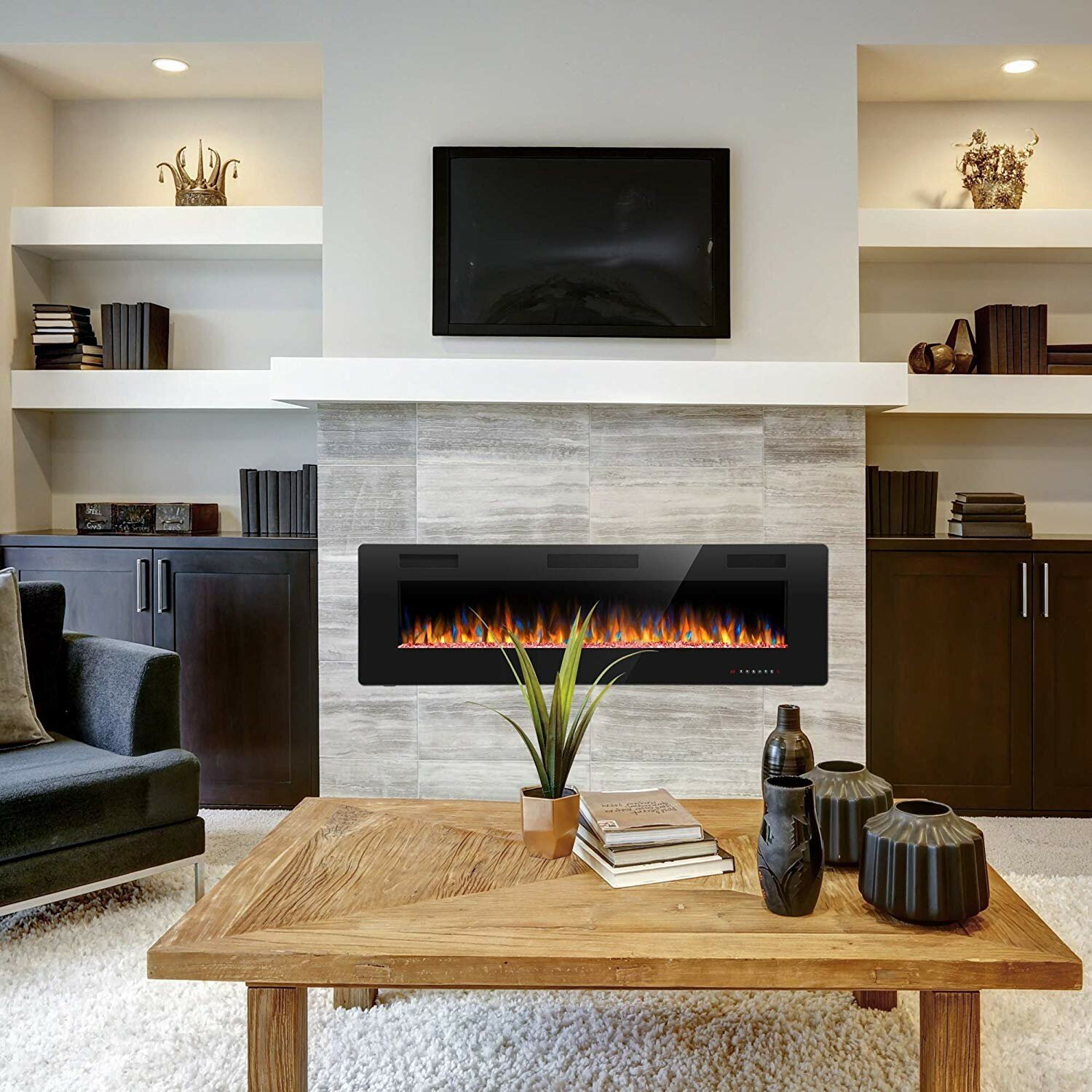 Ultra Thin LED Fireplace Insert No Heat