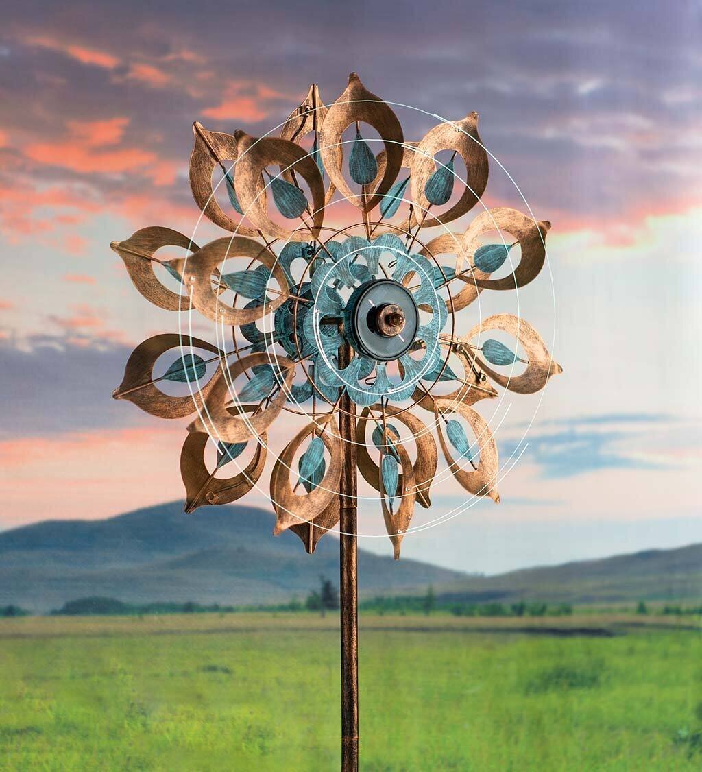 Unique yard decor solar spinner sunflower