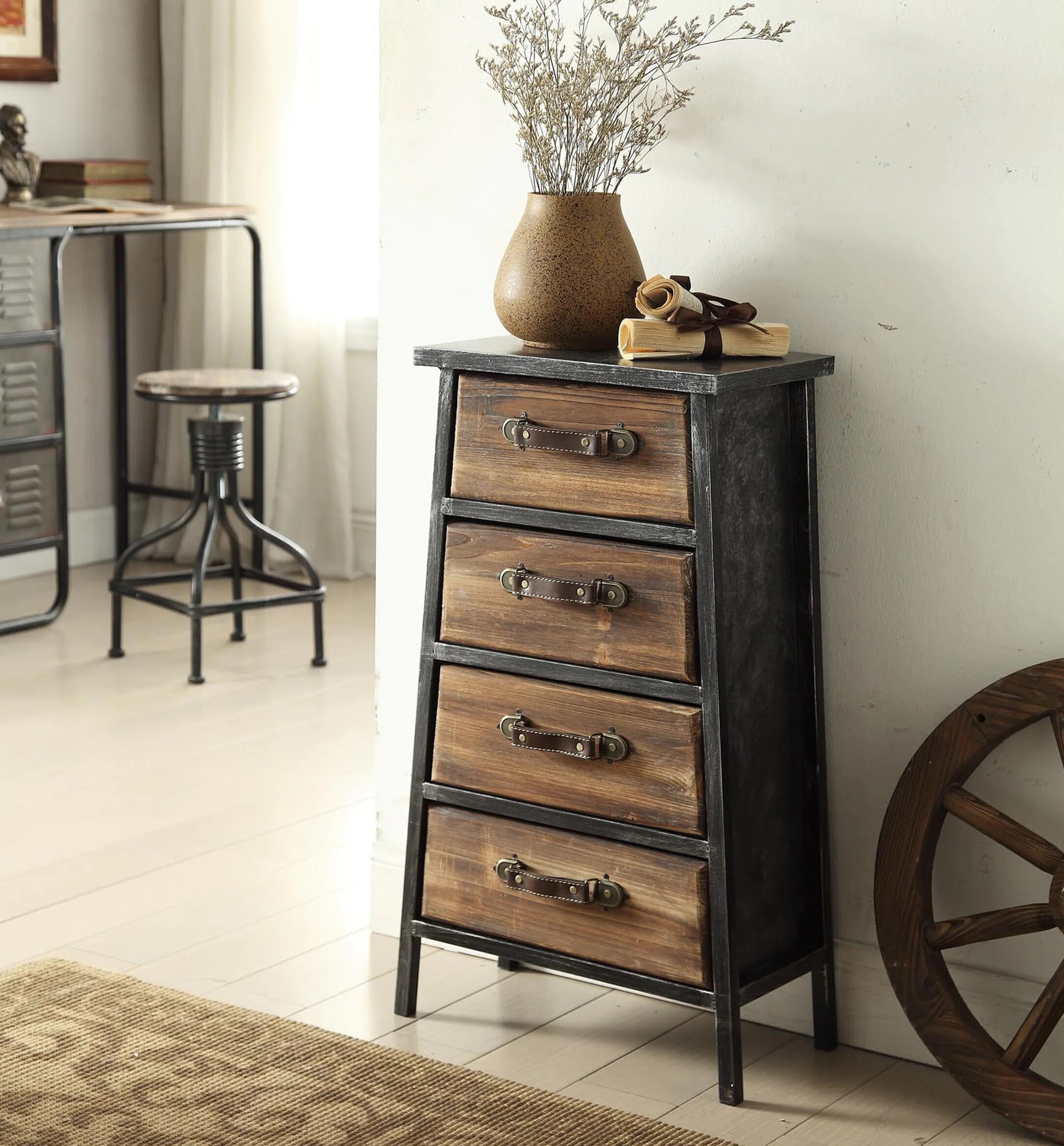 Urban Industrial Style Compact Chest of Drawers