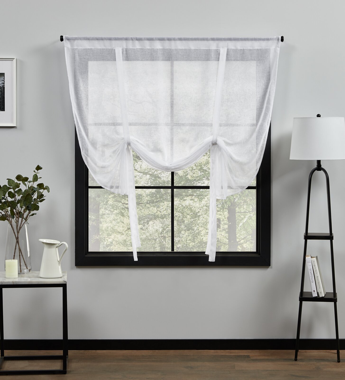 Valance, bunched white sheer window shower curtain