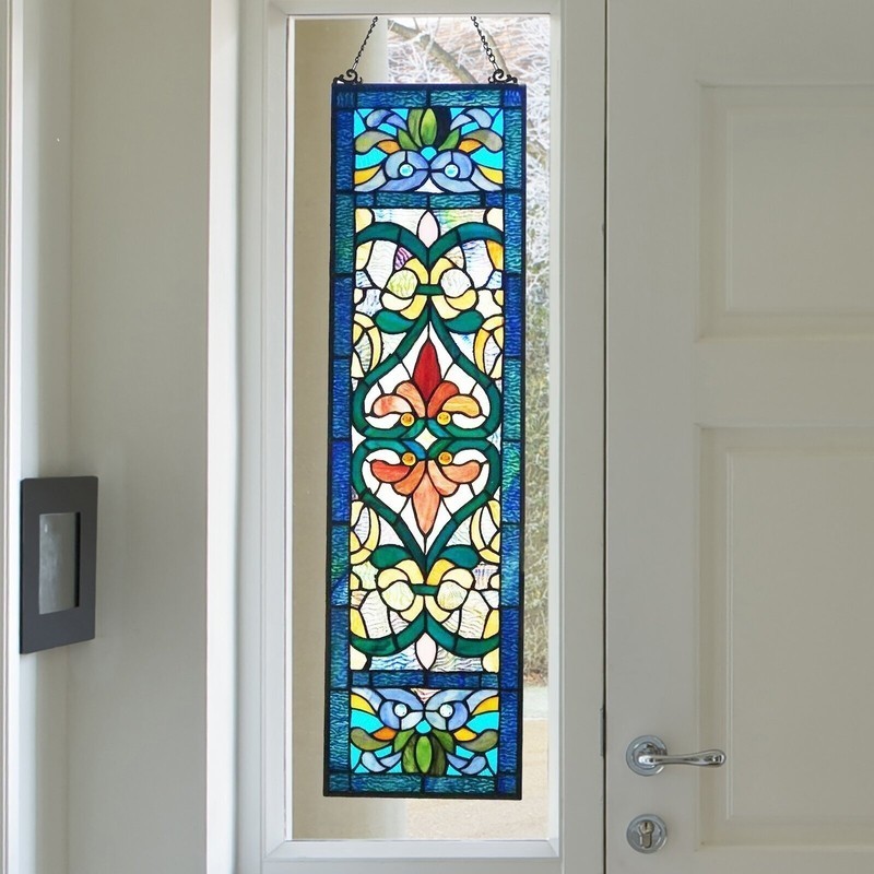 Vertical stained glass window panels